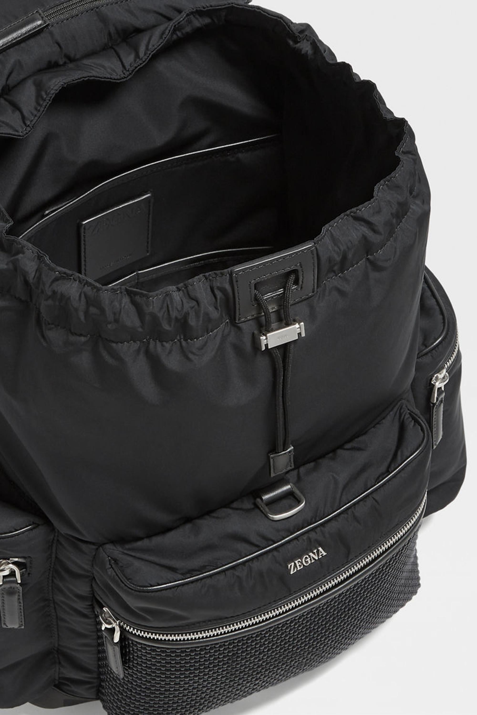 Zaino in nylon e pelle tessuta LHGRP C1899Z NER Zegna 