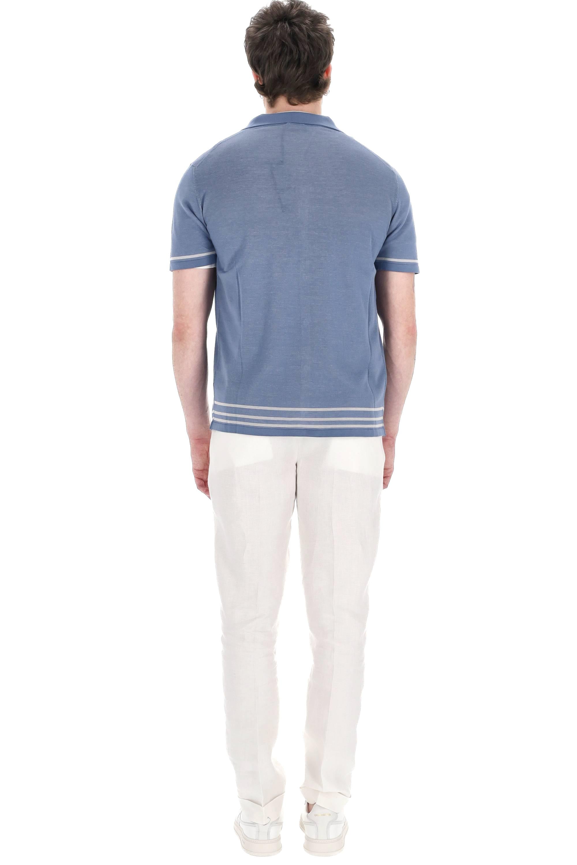 Drumohr Camicia-polo in cotone con righe verticali D0G621V 001 