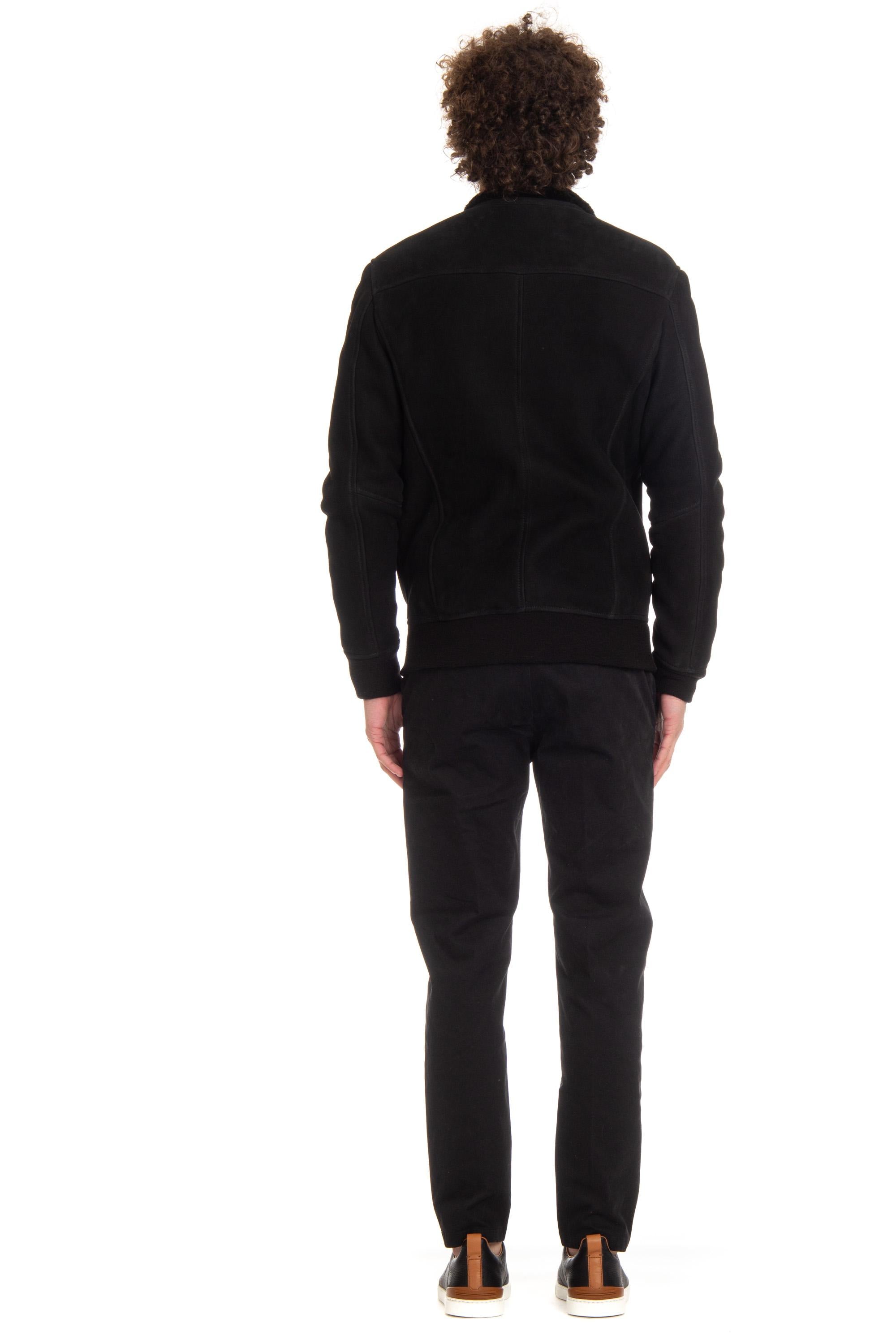 Giorgio Brato Montone zippato con fasce in maglia GU24F10010MEVL/2 NERO 