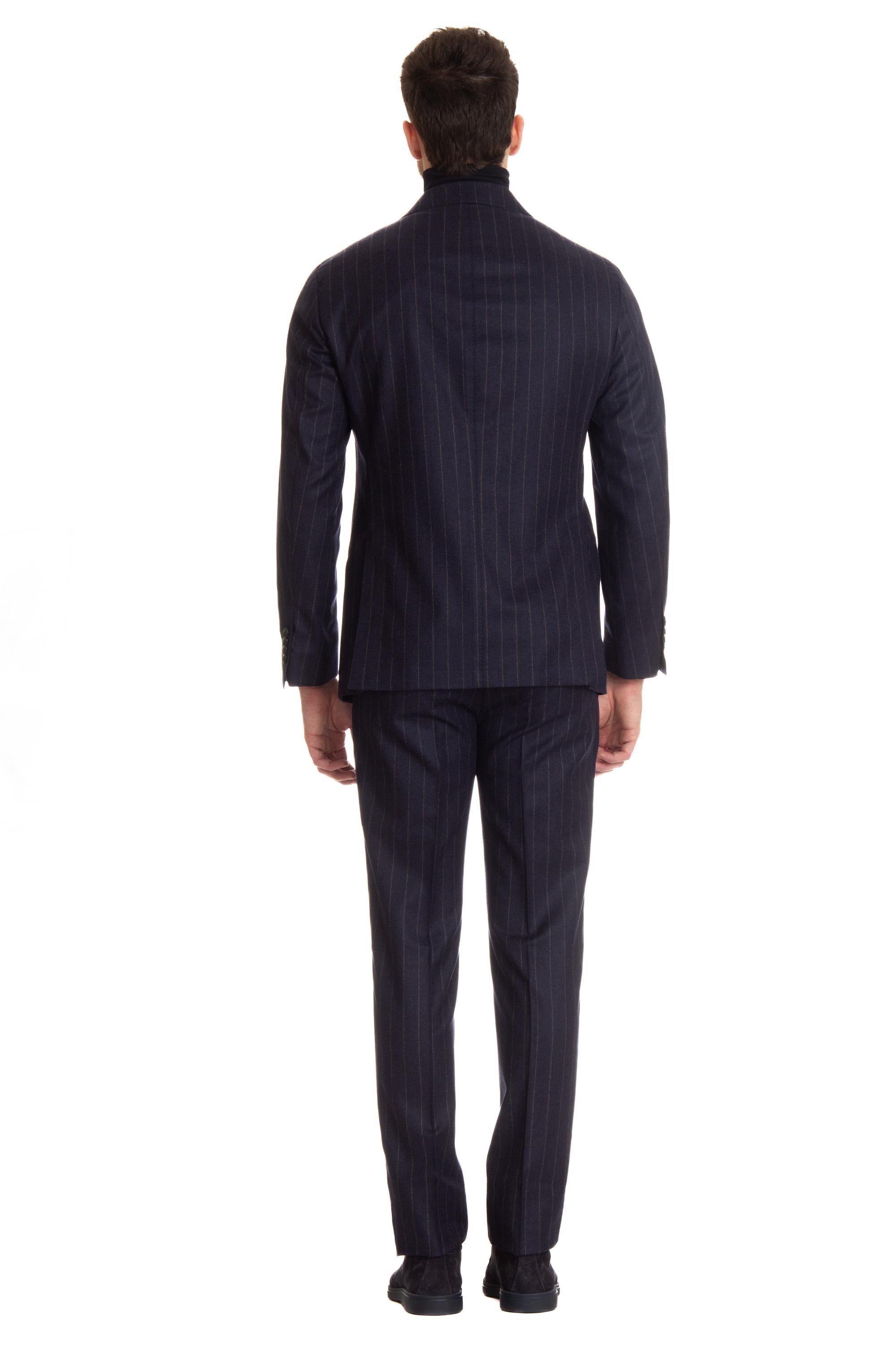 Abito sartoriale gessato in lana JJ 38060 BLU Barba 