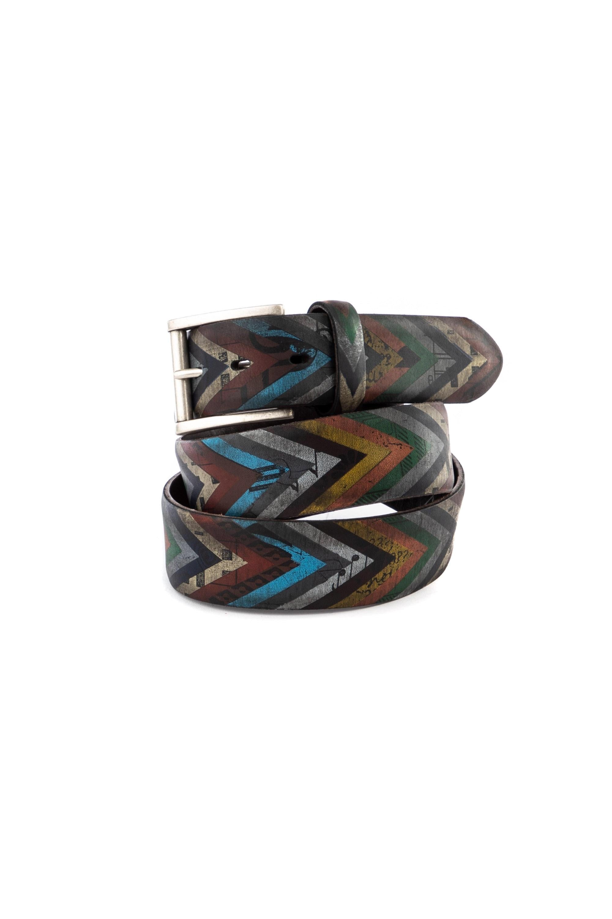 Artigianato Italiano Cintura artigianale in pelle"Spigata scura" SPIGATA SCURA MLTCLR 