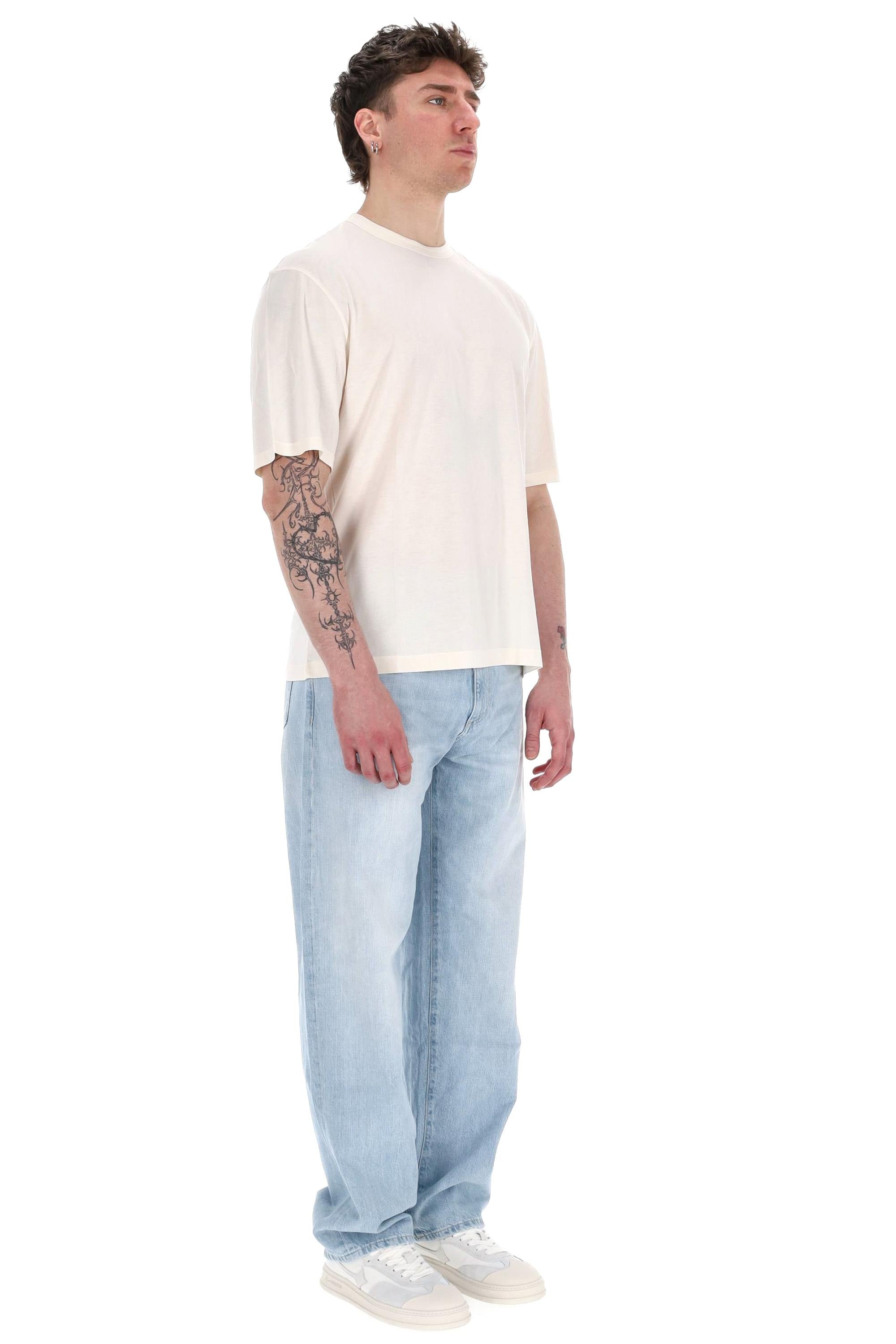 Officine Générale T-shirt supersoft in lyocell e cotone MTEE208 CREAM 