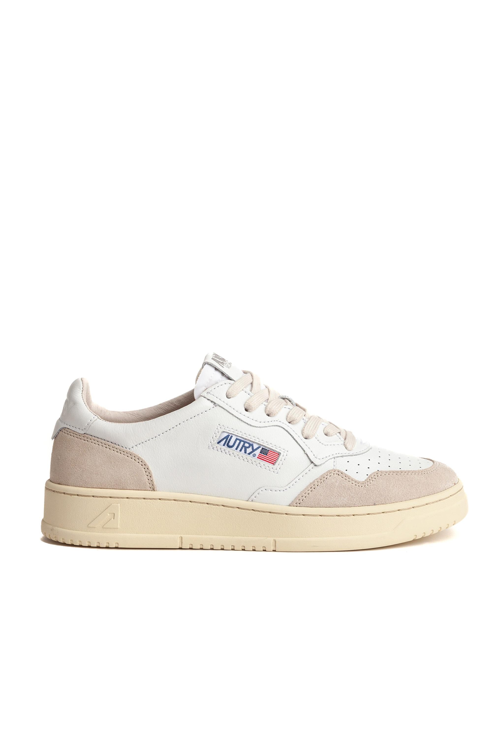 Autry Sneaker bimateriale in pelle e camoscio talloncino bianco AULM LS33/2 LEAT/SUEDE WHT 