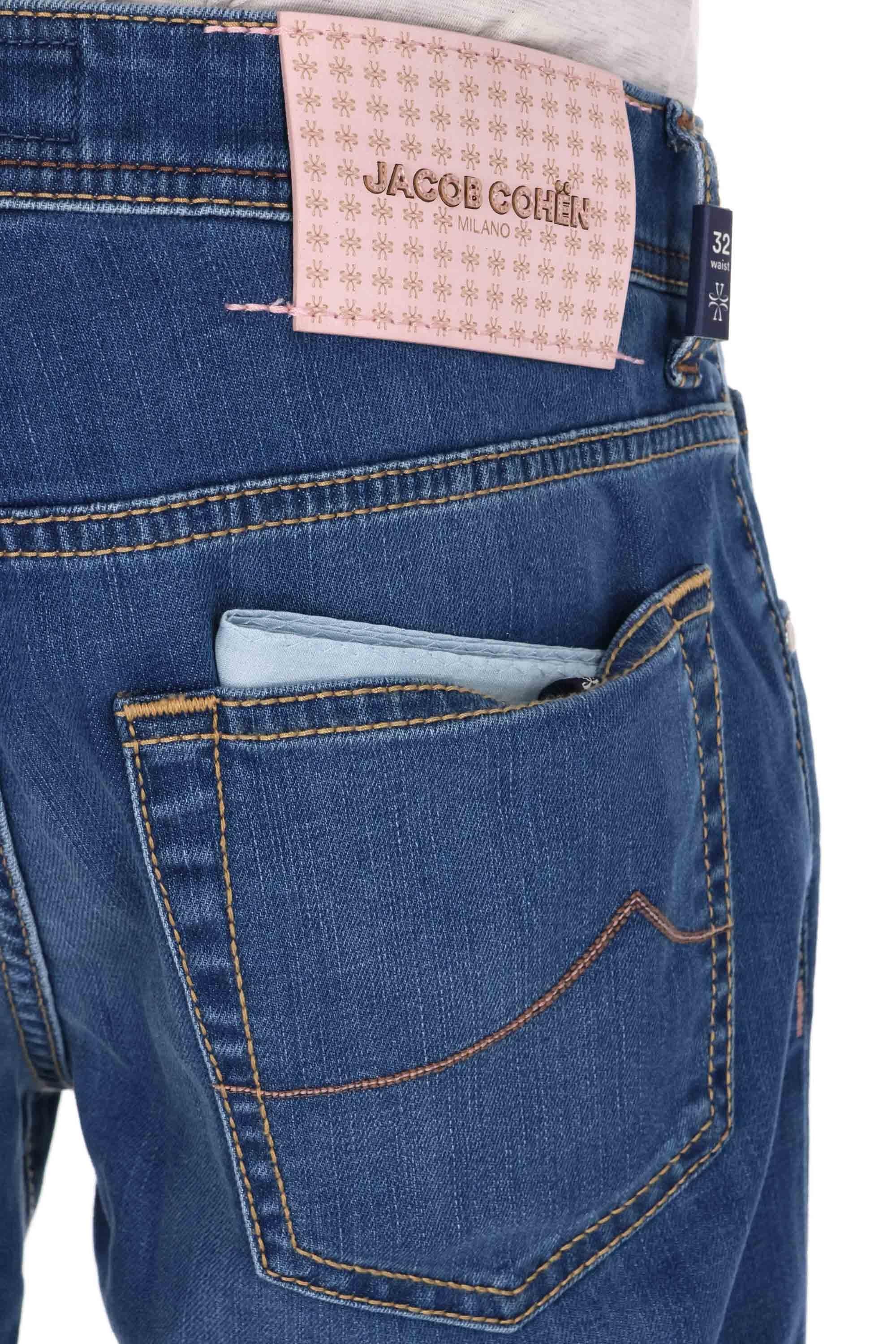 Jacob Cohen Jeans etichetta pelle logata rosa in cotone comfort Nick fit QE006-056-S4255 200D 