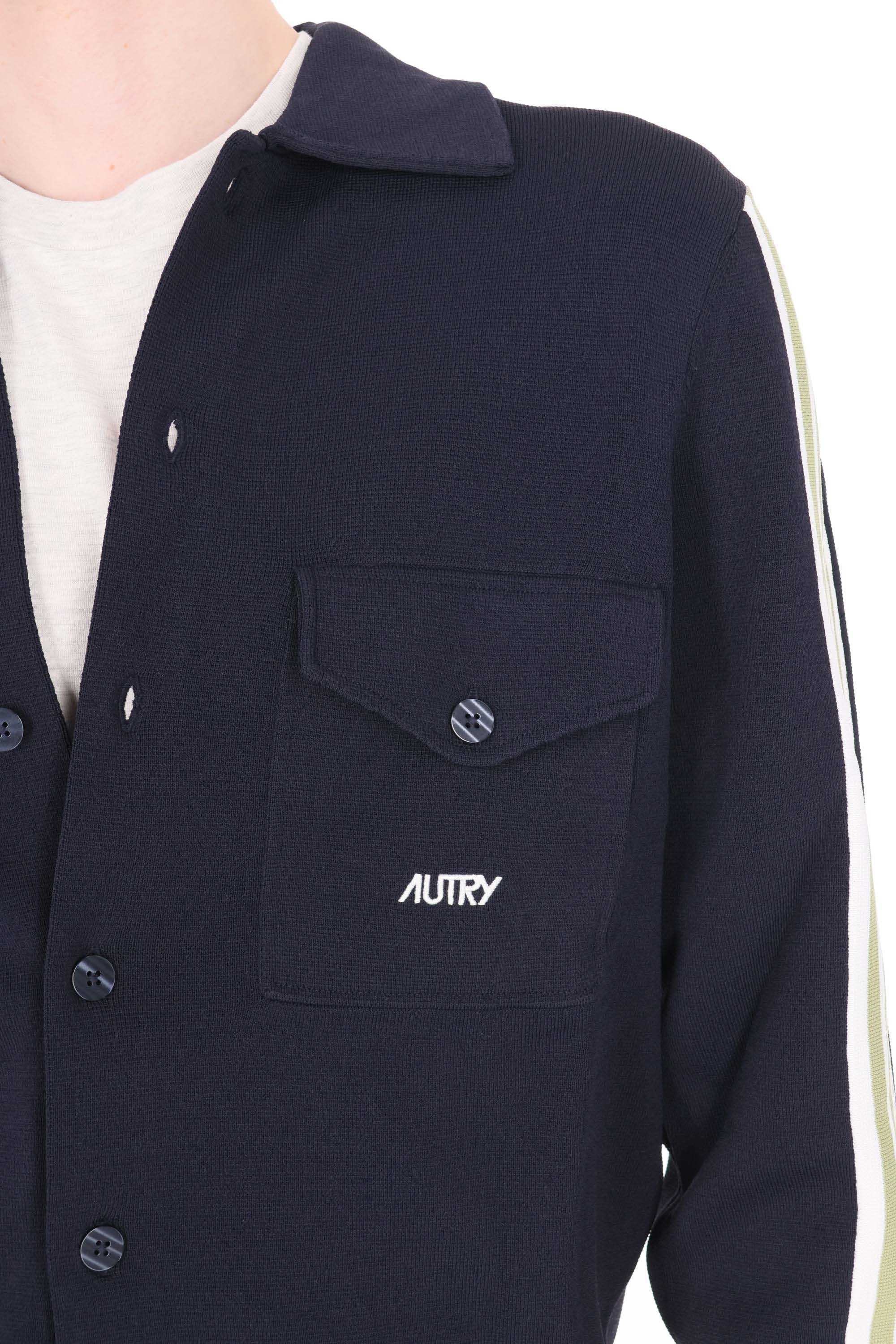Autry Overshirt in viscosa-nylon con dettagli bande JAPM 026B KNIT BLUE 