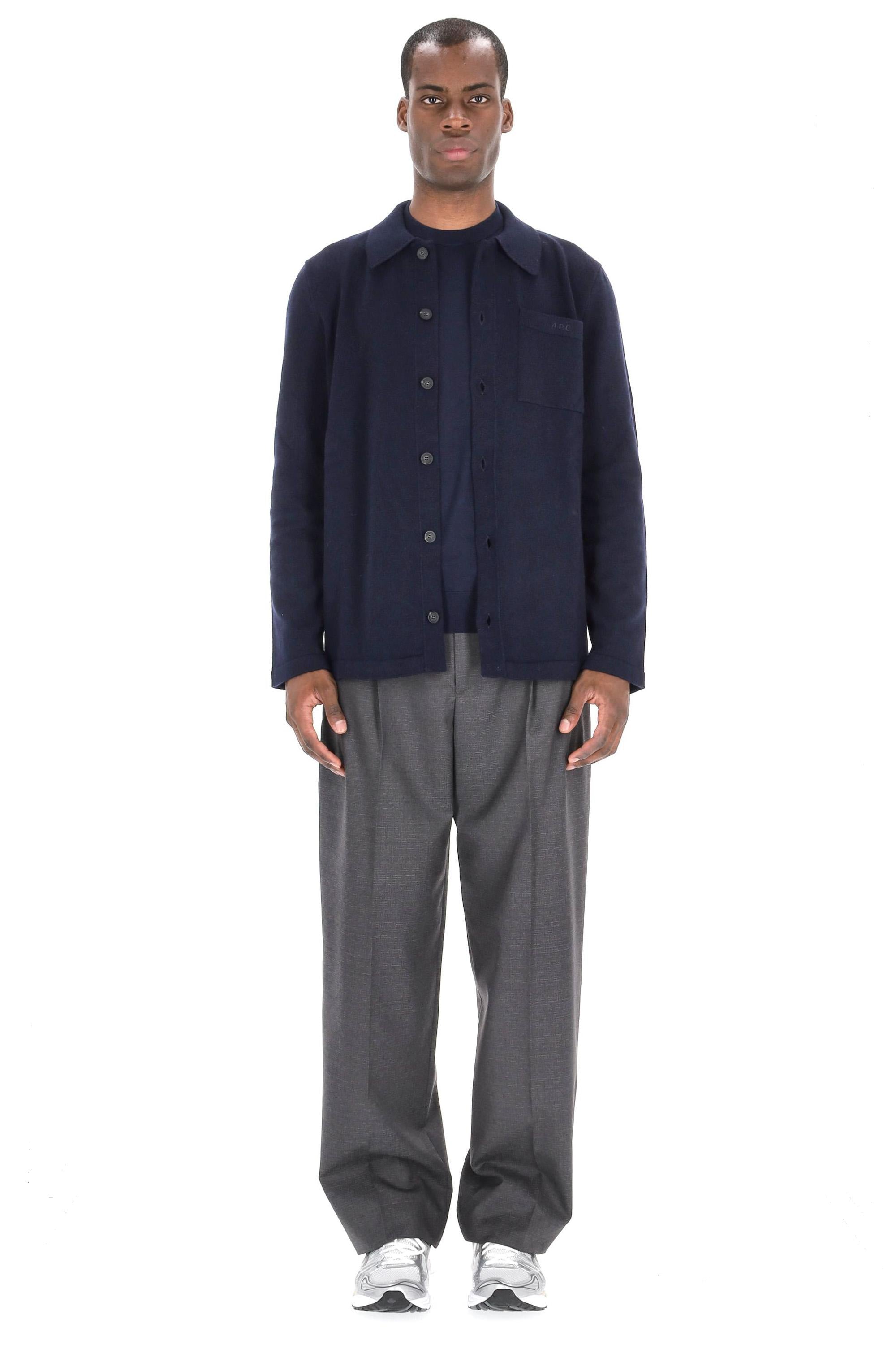 Cardigan in lana con taschino WOASB M03237 DARK NAVY A.P.C. 