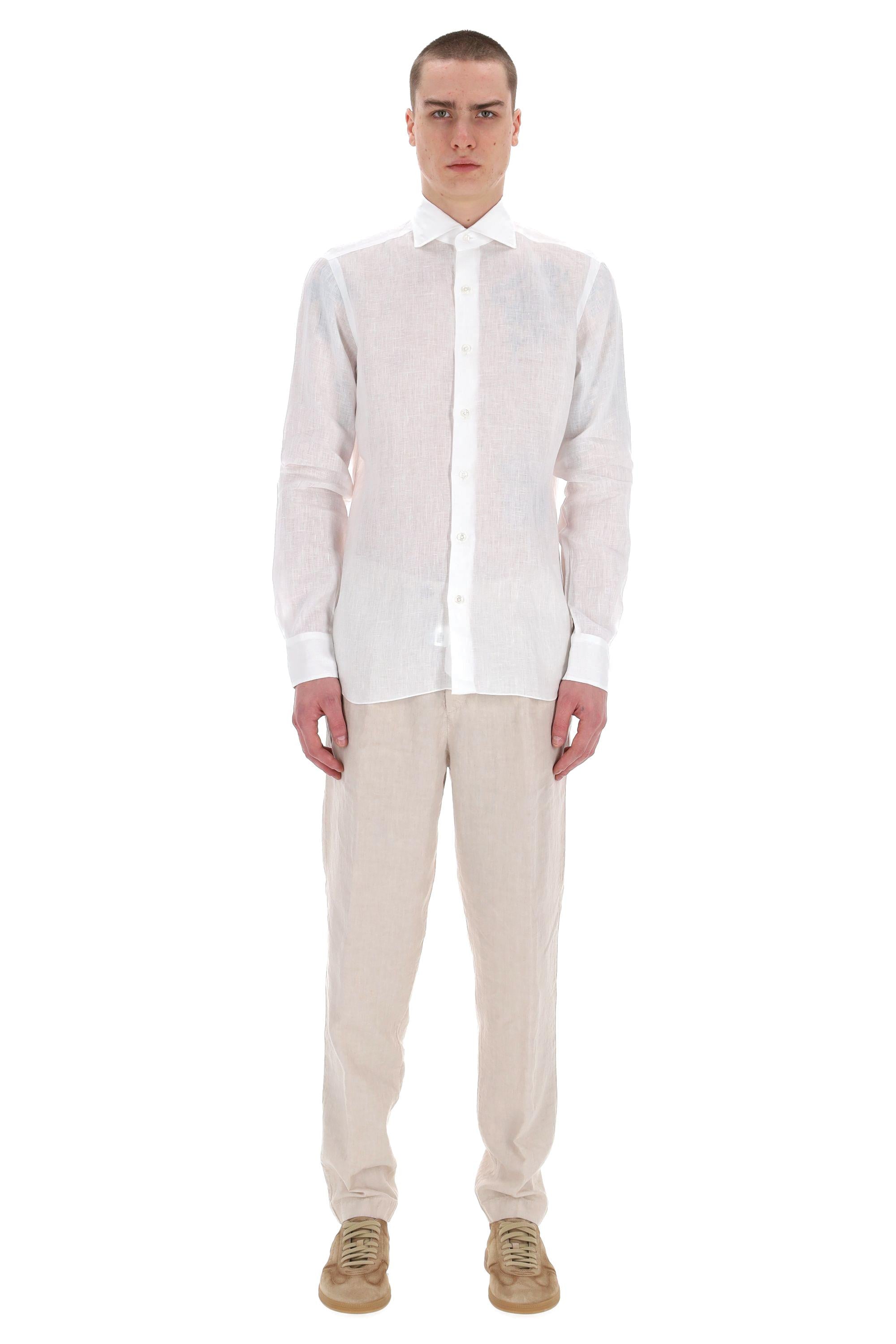 Camicia sartoriale in lino tinta unita linea Dandylife LIU13P0147067.U/2 0001 Barba 