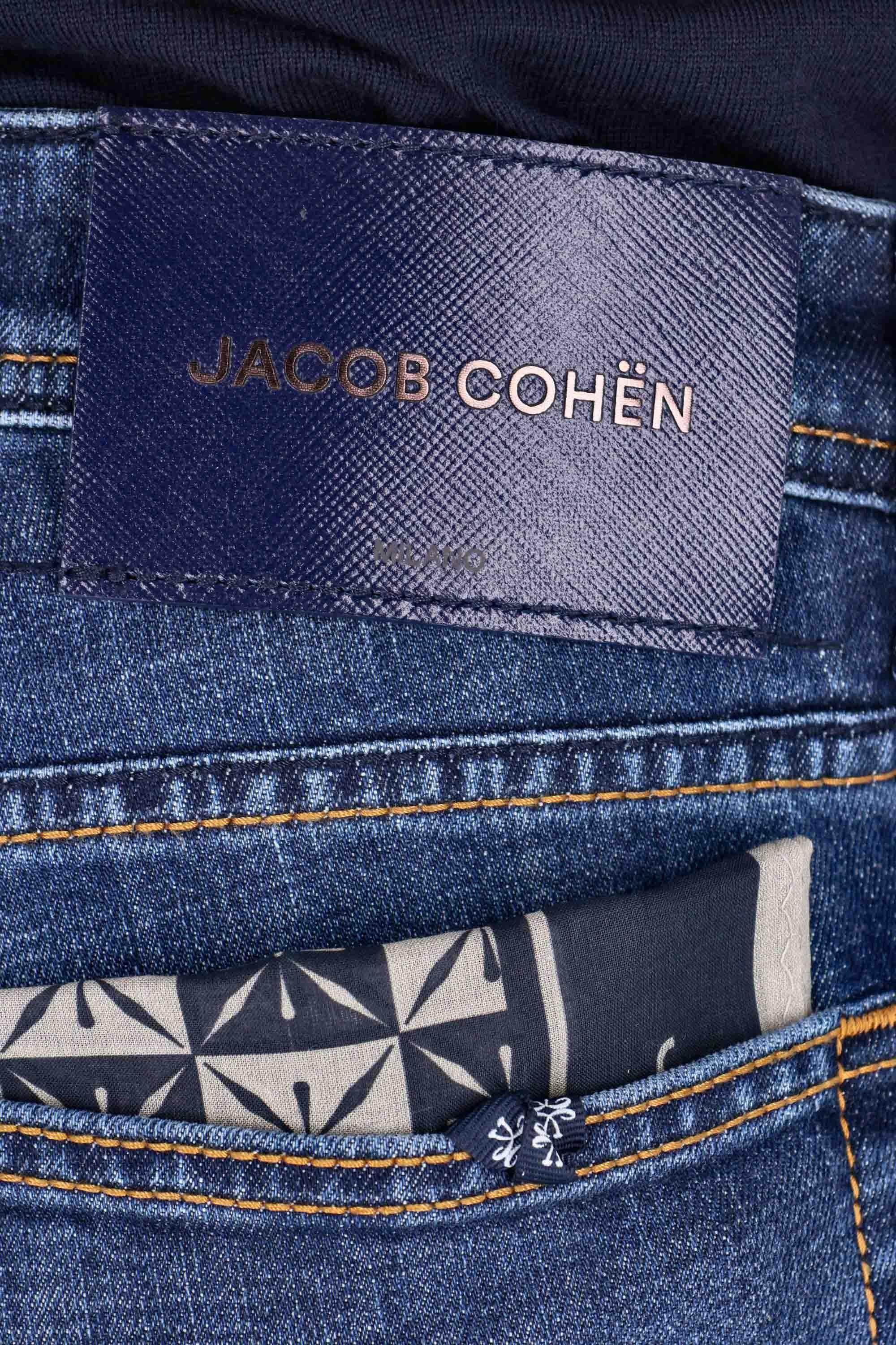 Jacob Cohen Jeans in cotone comfort etichetta in pelle saffiano Nick fit JUM_QE006-032-S3736 100D 