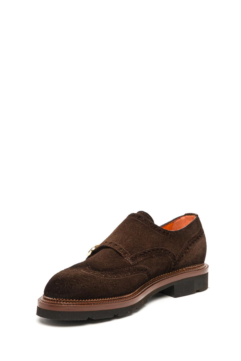 Santoni Scarpa doppia fibbia in camoscio MCC019160JL4GRVR T50 