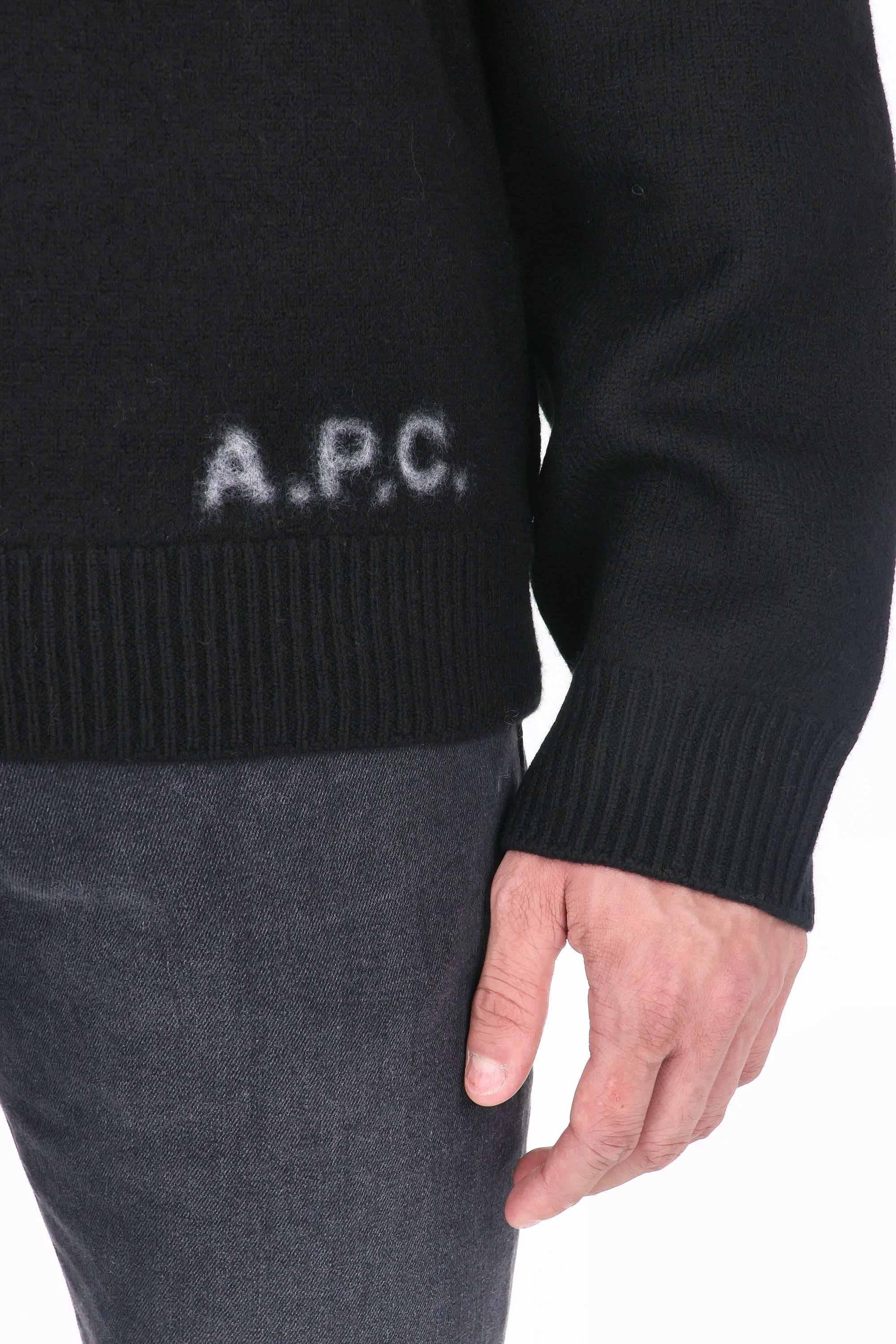 A.P.C. Maglia girocollo in lana con logo modello Edward WVBDJ-H23059 LZZ-NOIR 