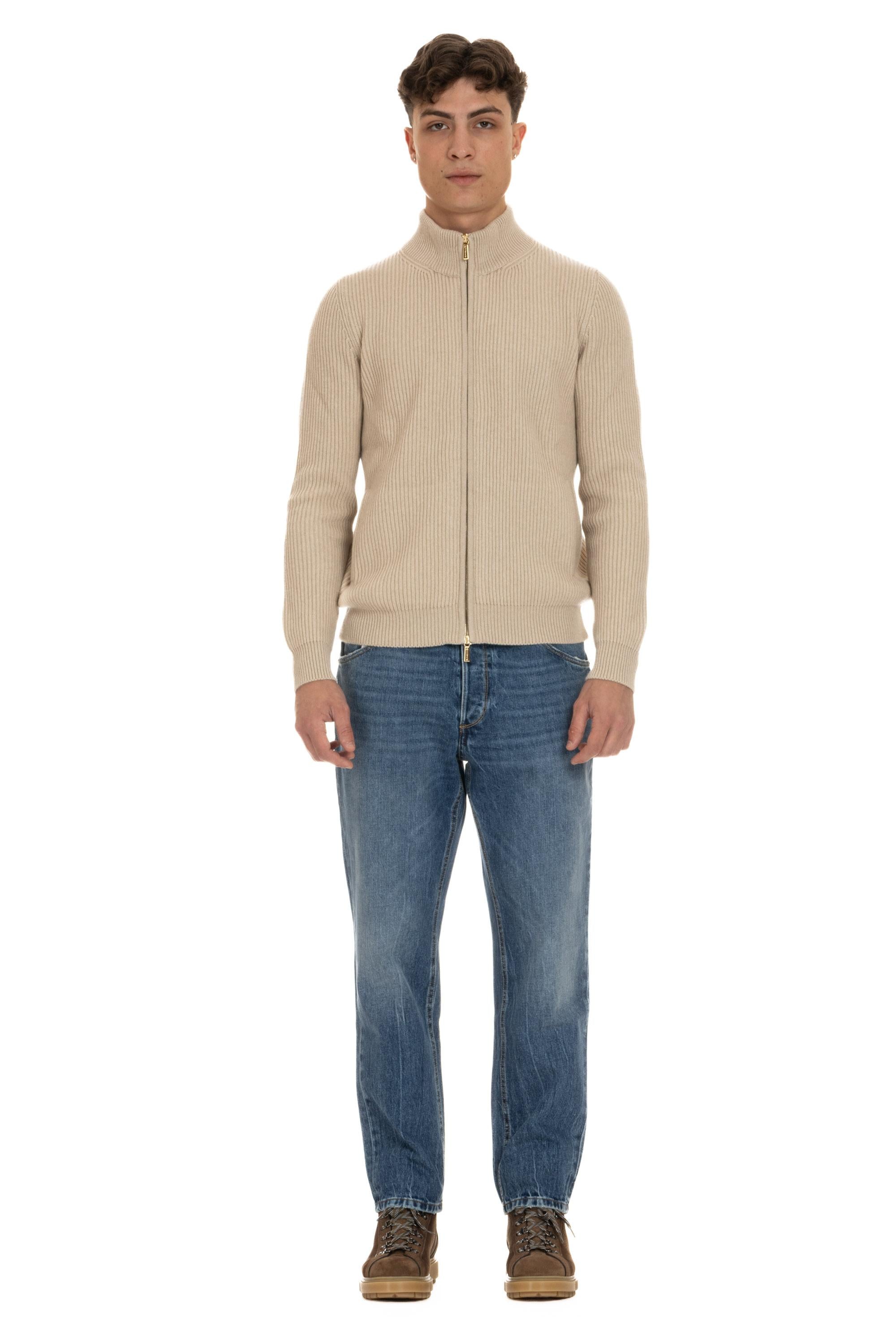Maglia full zip in baby cashmere modello Ares ARES-BC NATURALE Moorer 