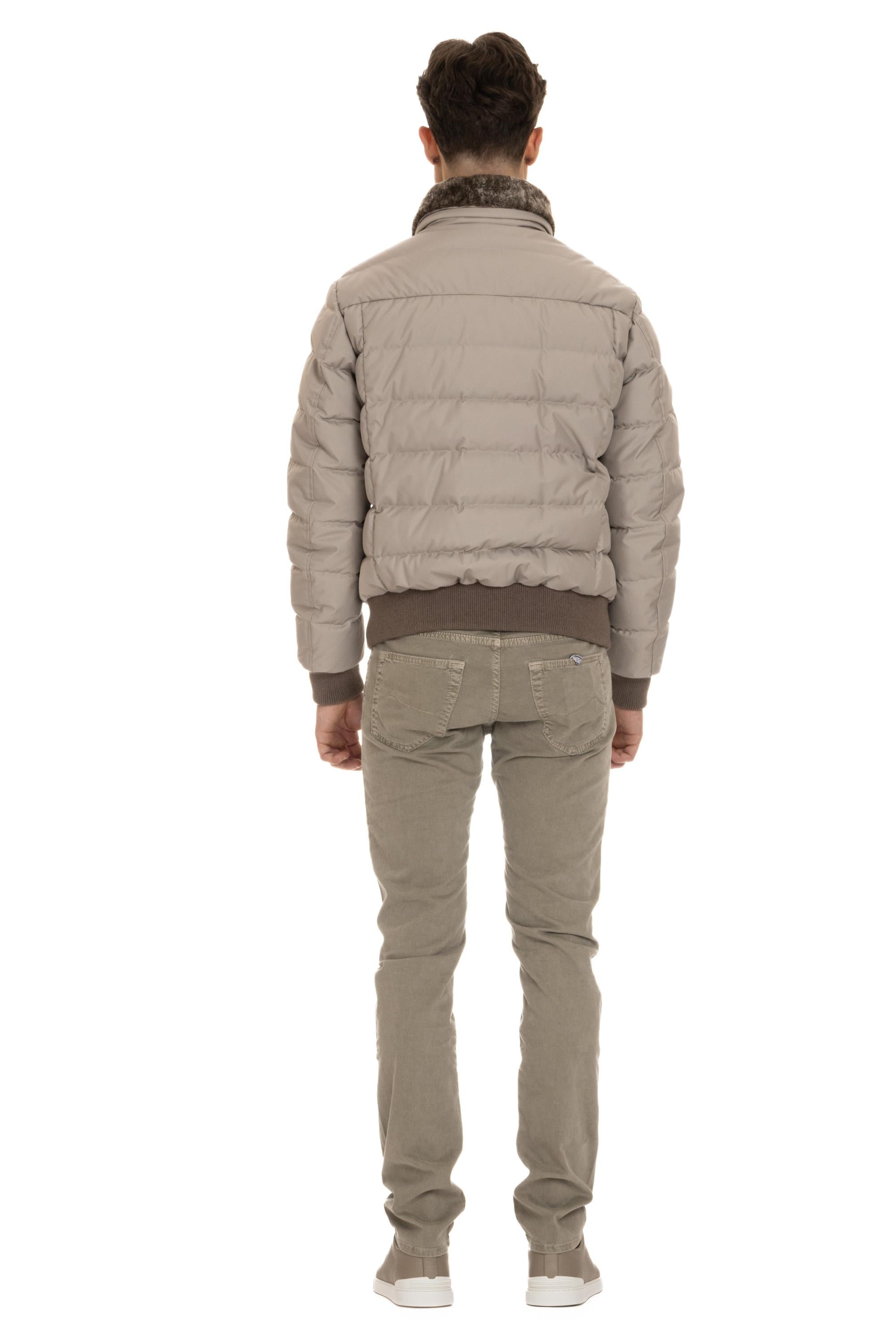 Piumino bomber con collo in castoro mod. Audenio-GF AUDENIO-GF STONE Moorer 