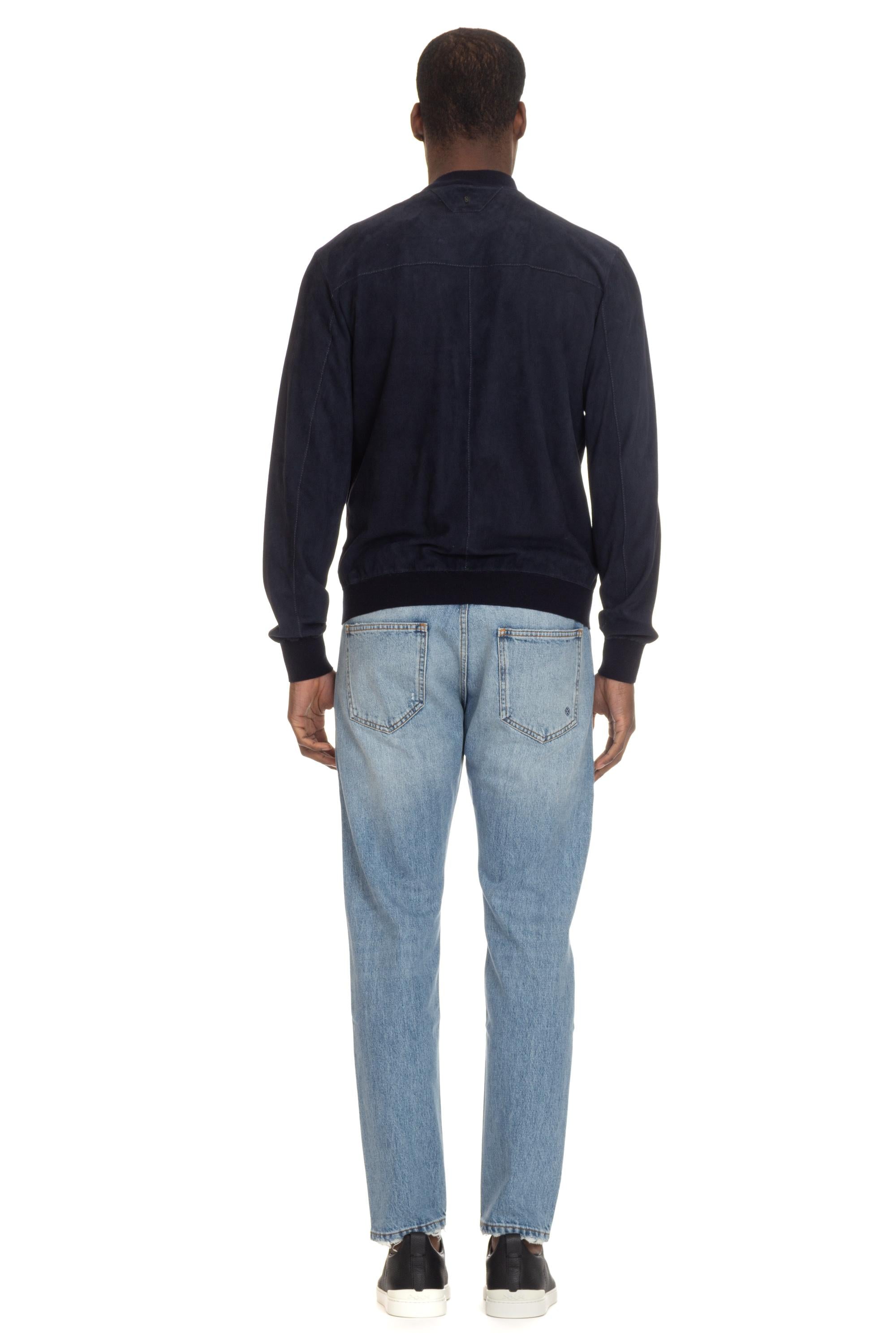 Salvatore Santoro Giubbino bomber baseball in camoscio 46550-U NAVY 