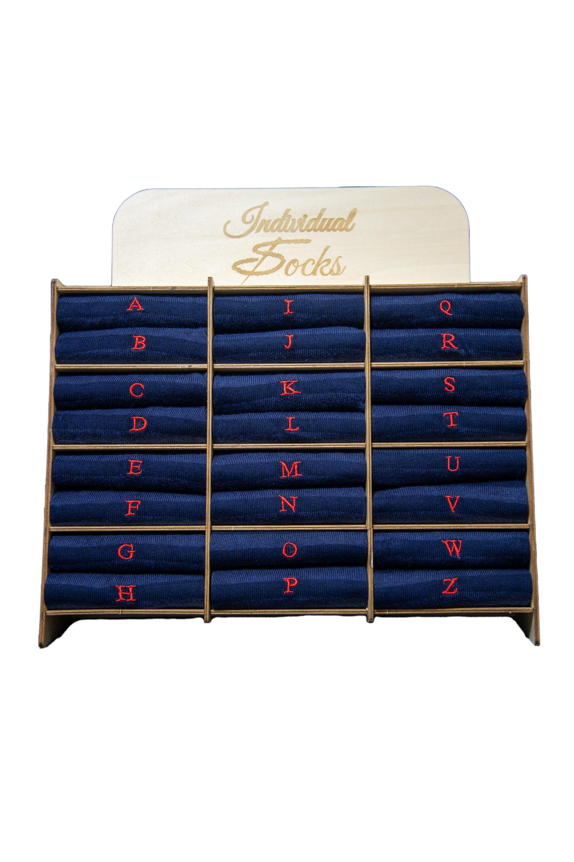 Individual Socks Calze in caldo cotone con iniziali rosse ricamate 201 NAVY 