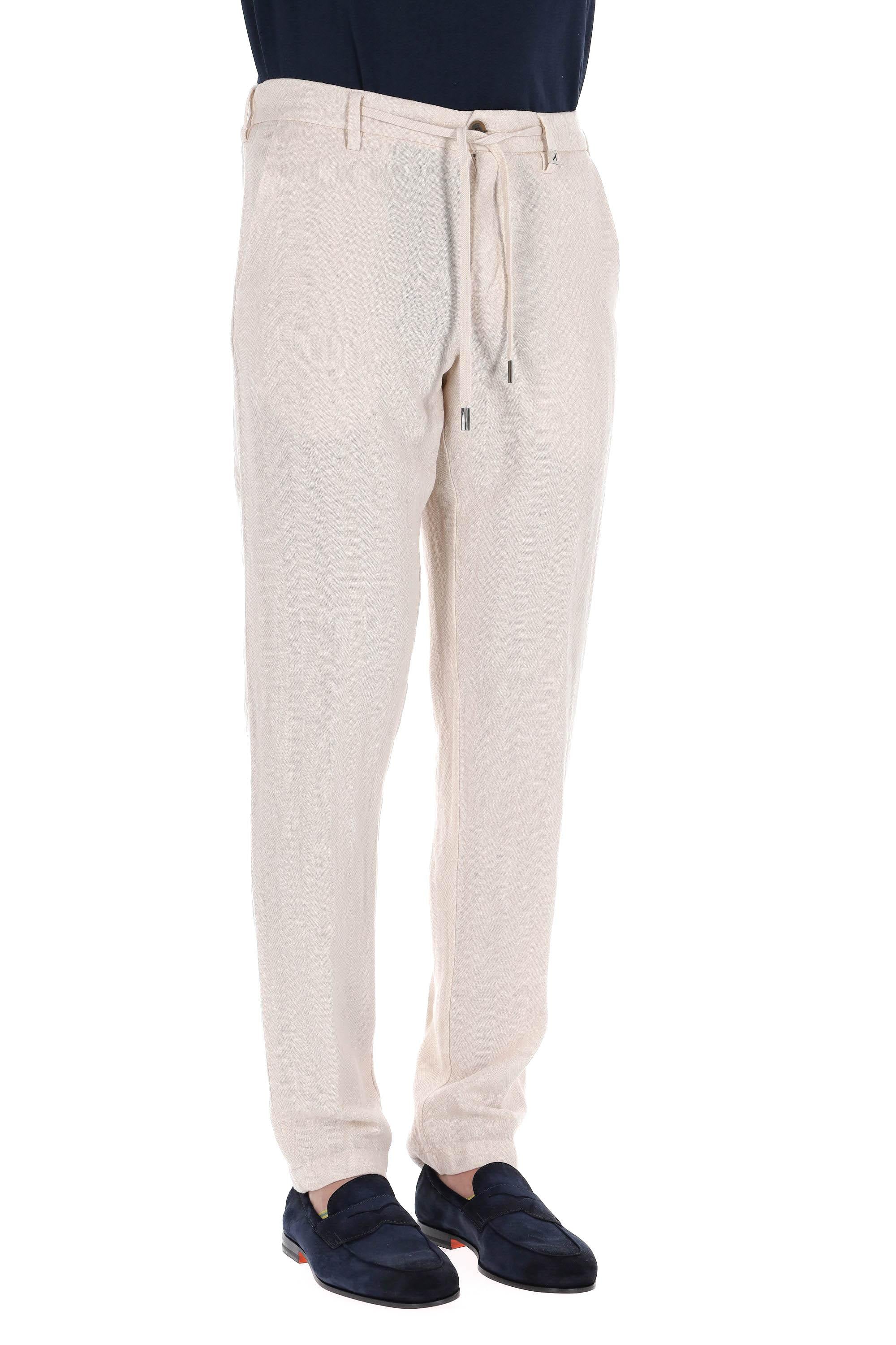 Pantalone a spina di pesce in cotone-lino Apollo 25M12L 78-2 04 Myths 