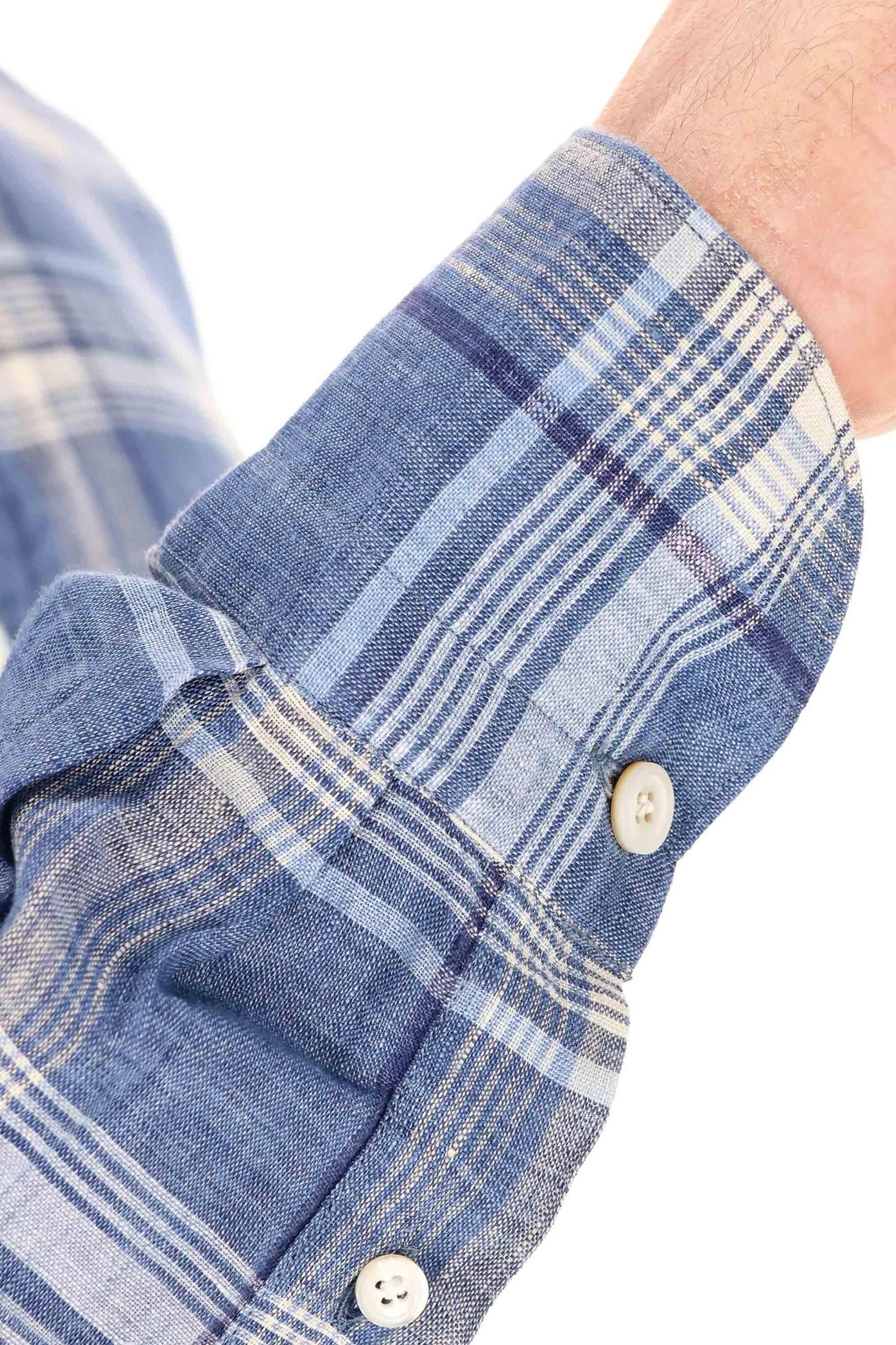 Camicia sartoriale in puro lino madras linea Tokyo TK-LI-Z-046217-P5013 01 Finamore 