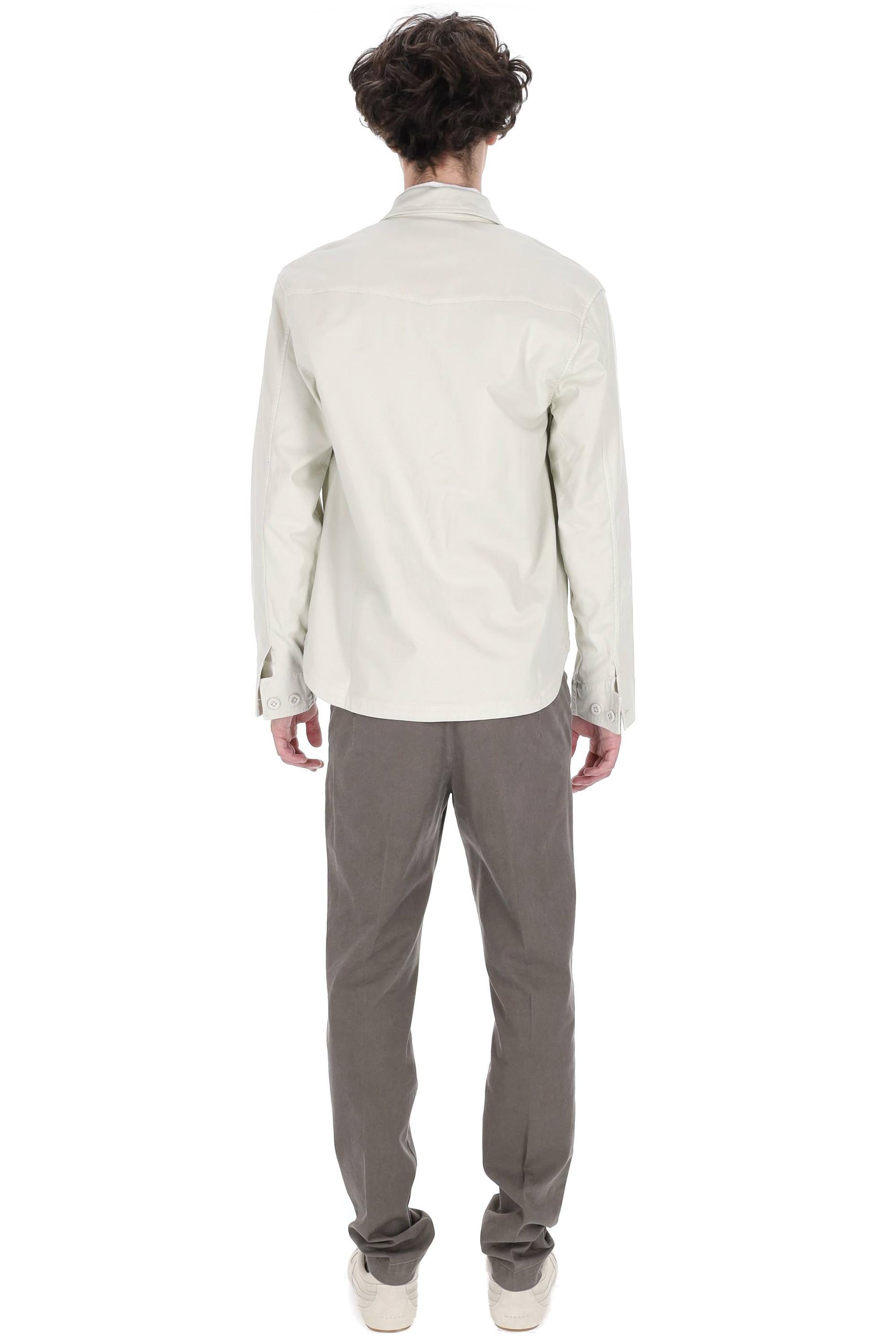 Officine Générale Overshirt full zip in twill di cotone/lyocell mod. Malo MOVS070 MOON 