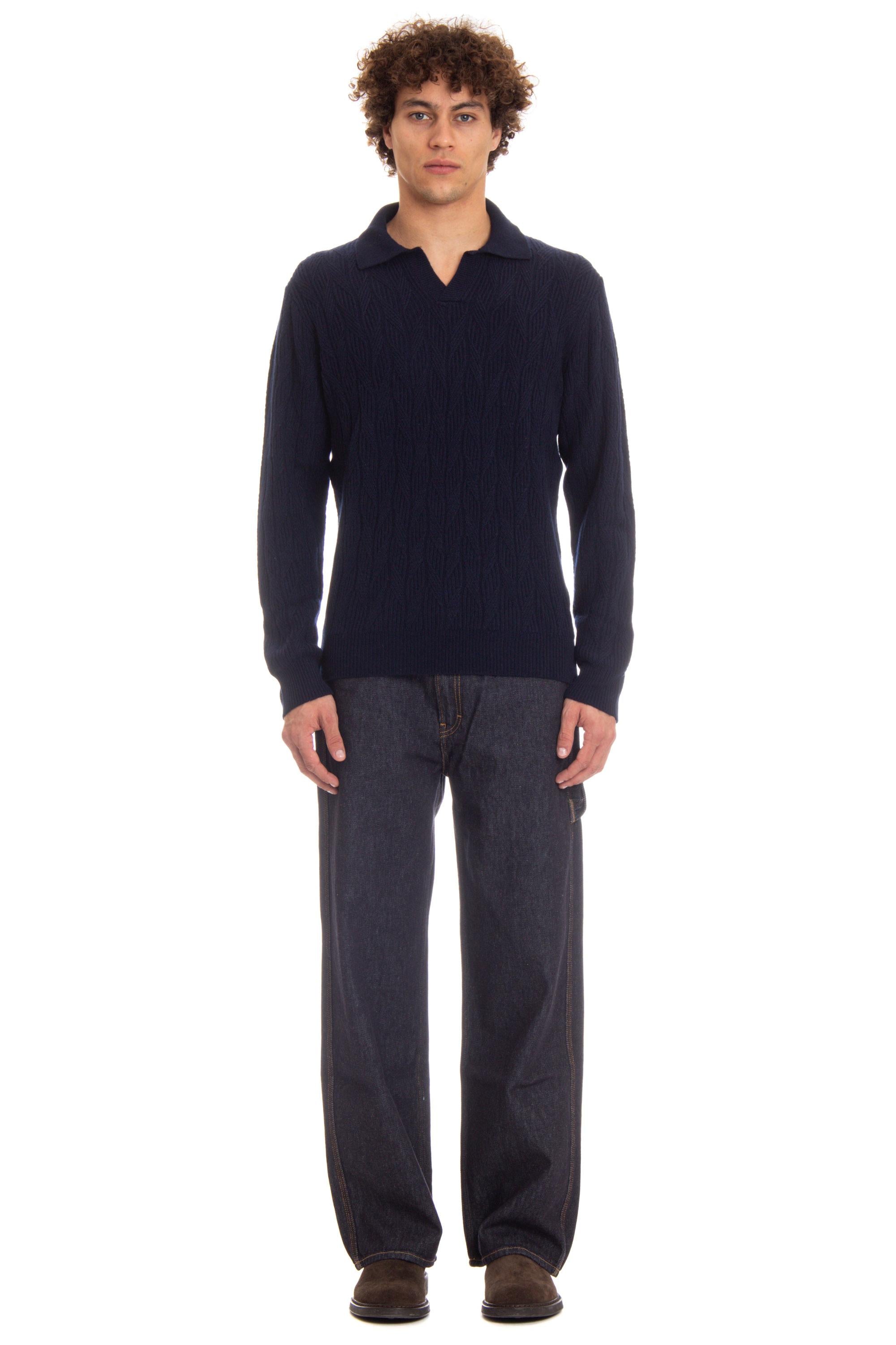 Polo open collar in lana di agnello D7W146SP.2 790 Drumohr 