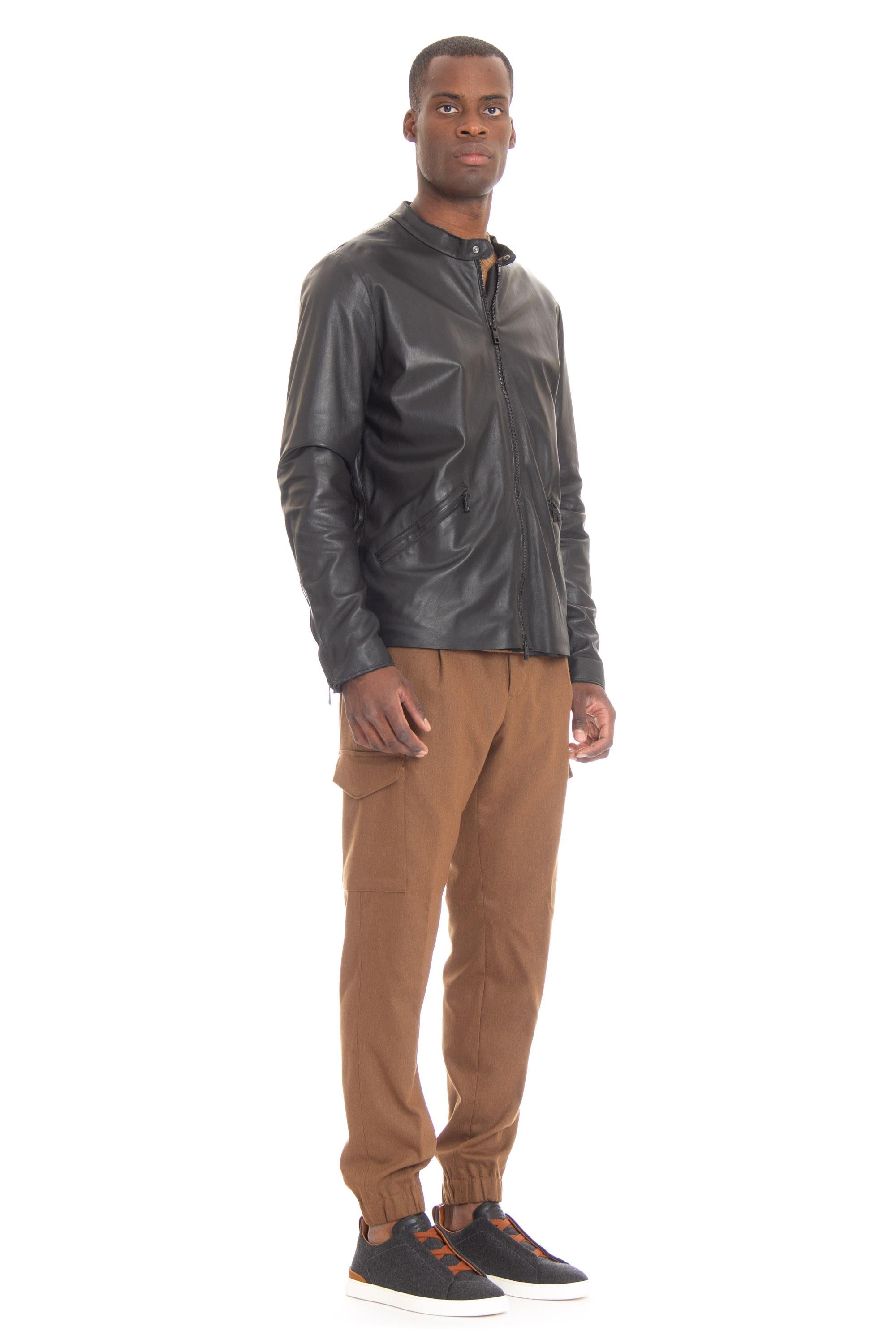 Biker in agnello nappa plonge' GU23S9208NAPS NERO Giorgio Brato 