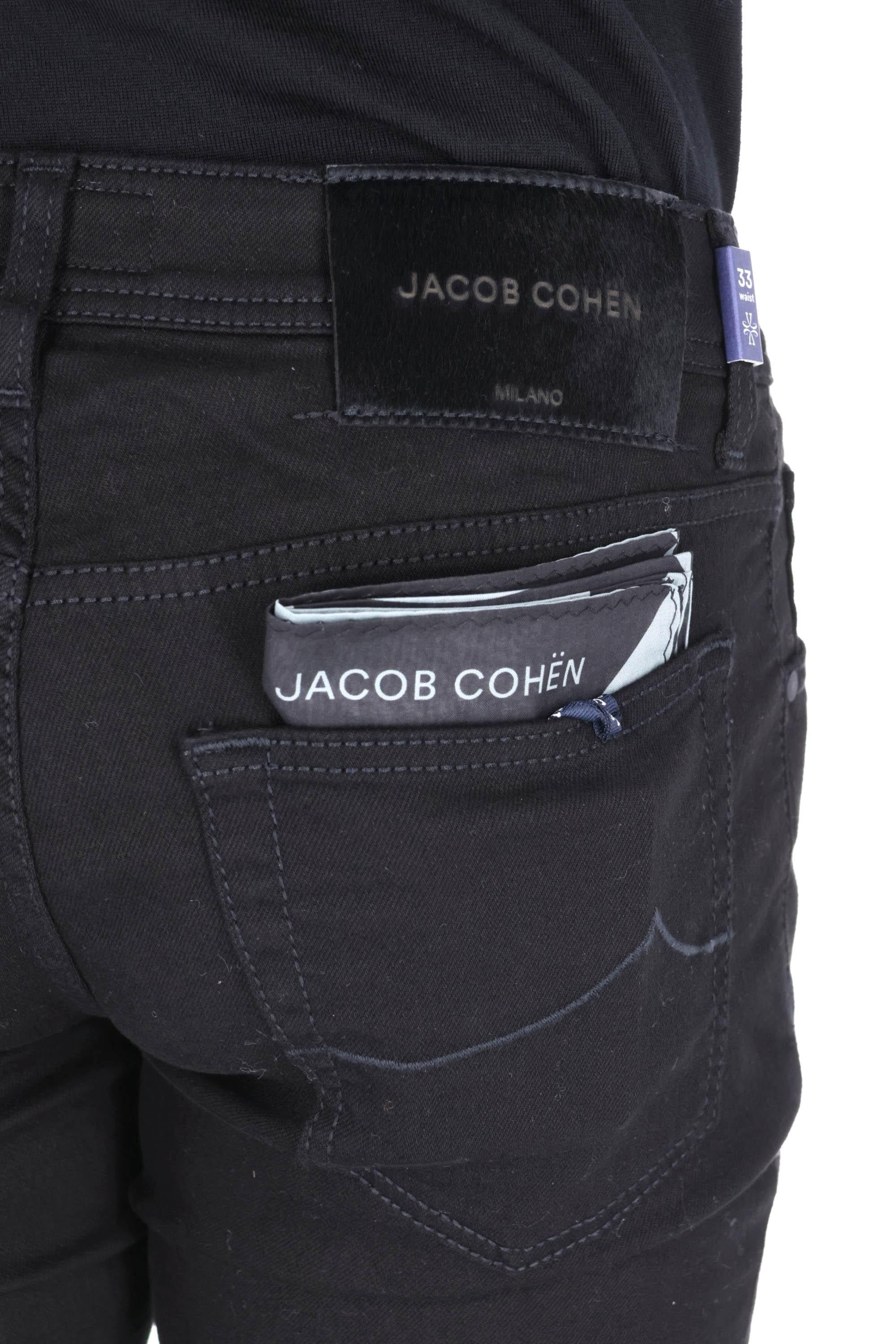 Jacob Cohen Jeans nero in cotone comfort etichetta cavallino Bard fit JUX_QX006 N30 S3598 NICK 500D 