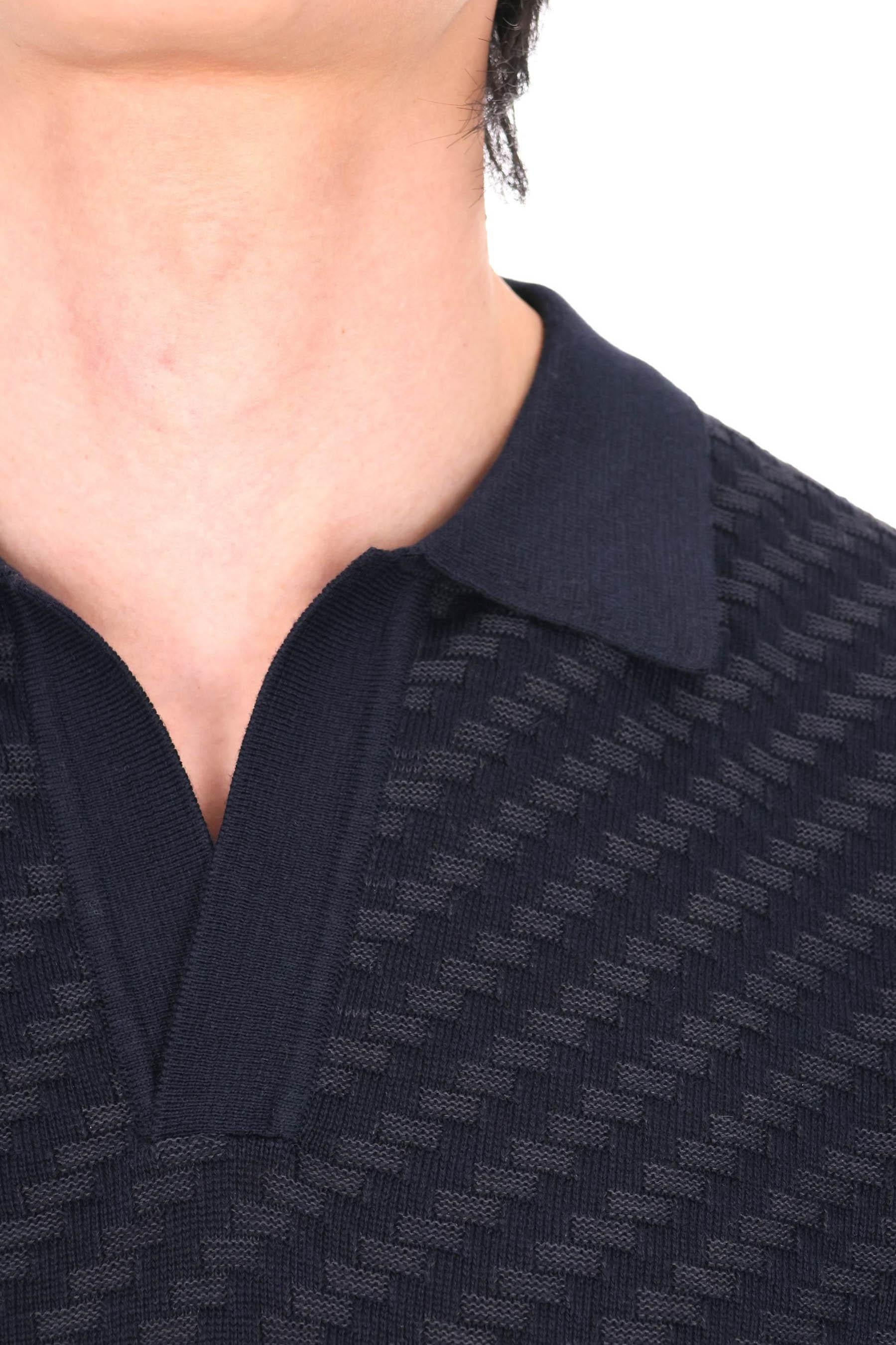 Orlebar Brown Polo in seta-cotone lavorazione jacquard mod. Horton 281496 NIGHT IRIS 