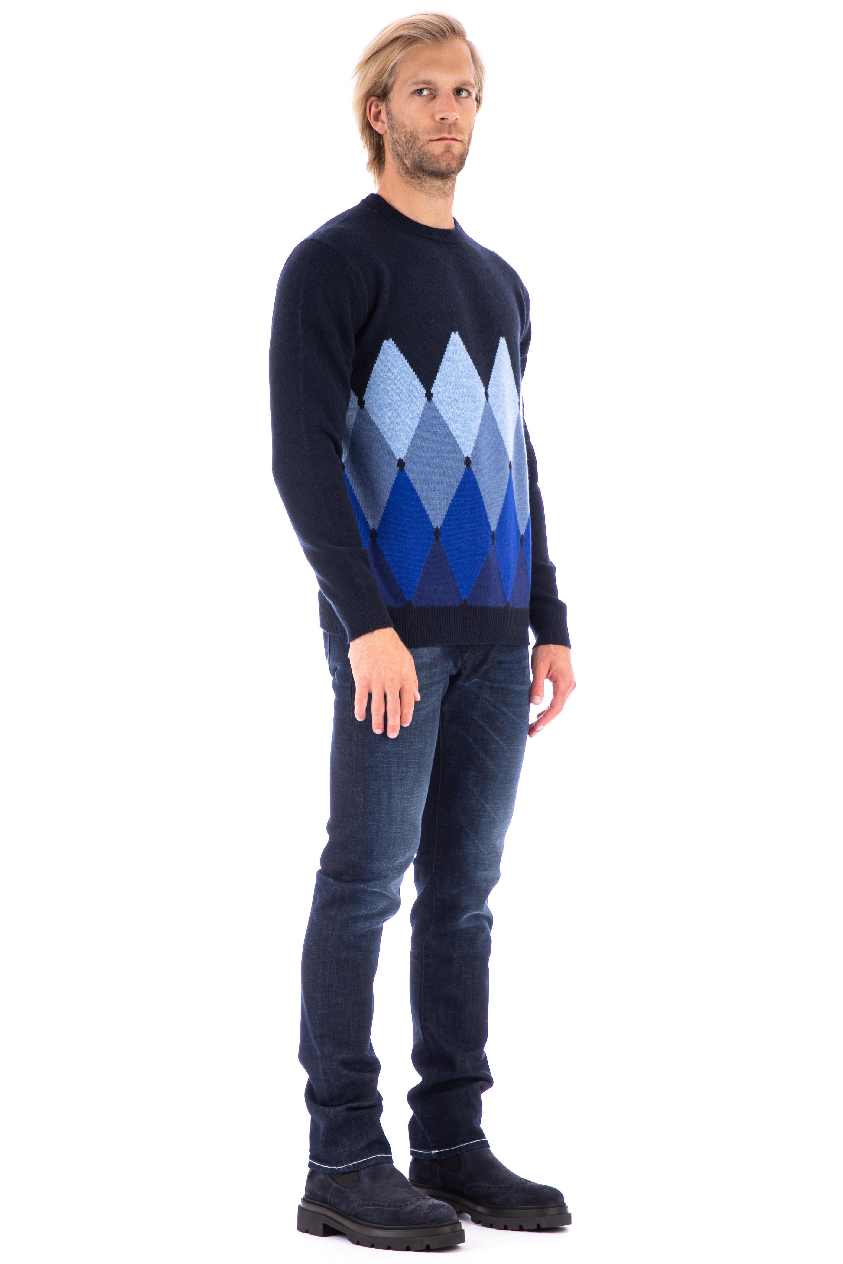 Maglia girocollo in cashmere argyle W2P000-7K0A8 93696 Ballantyne 