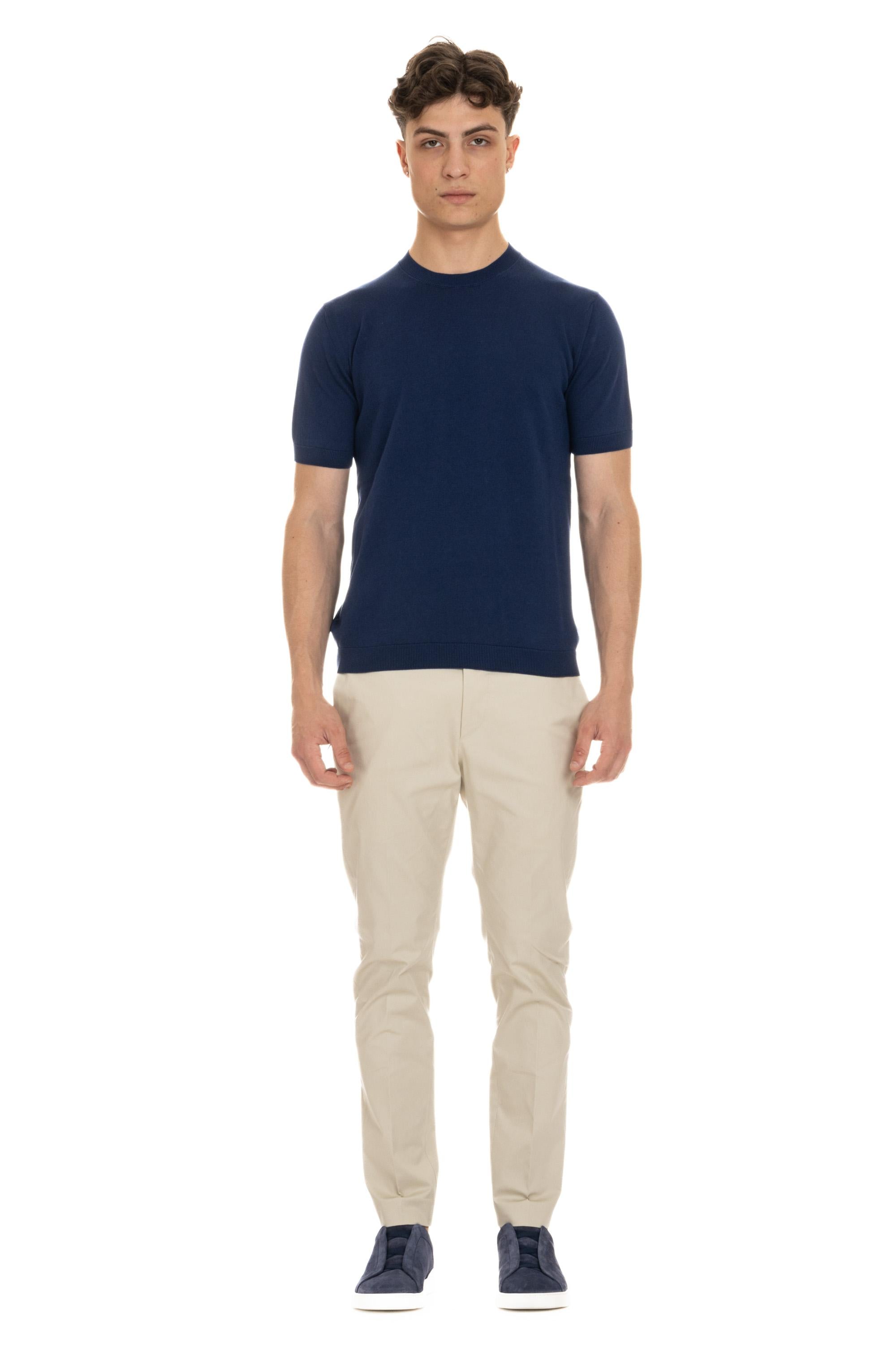 T-shirt a maglieria in cotone FOX PWE24-01/3 BLU Tagliatore 