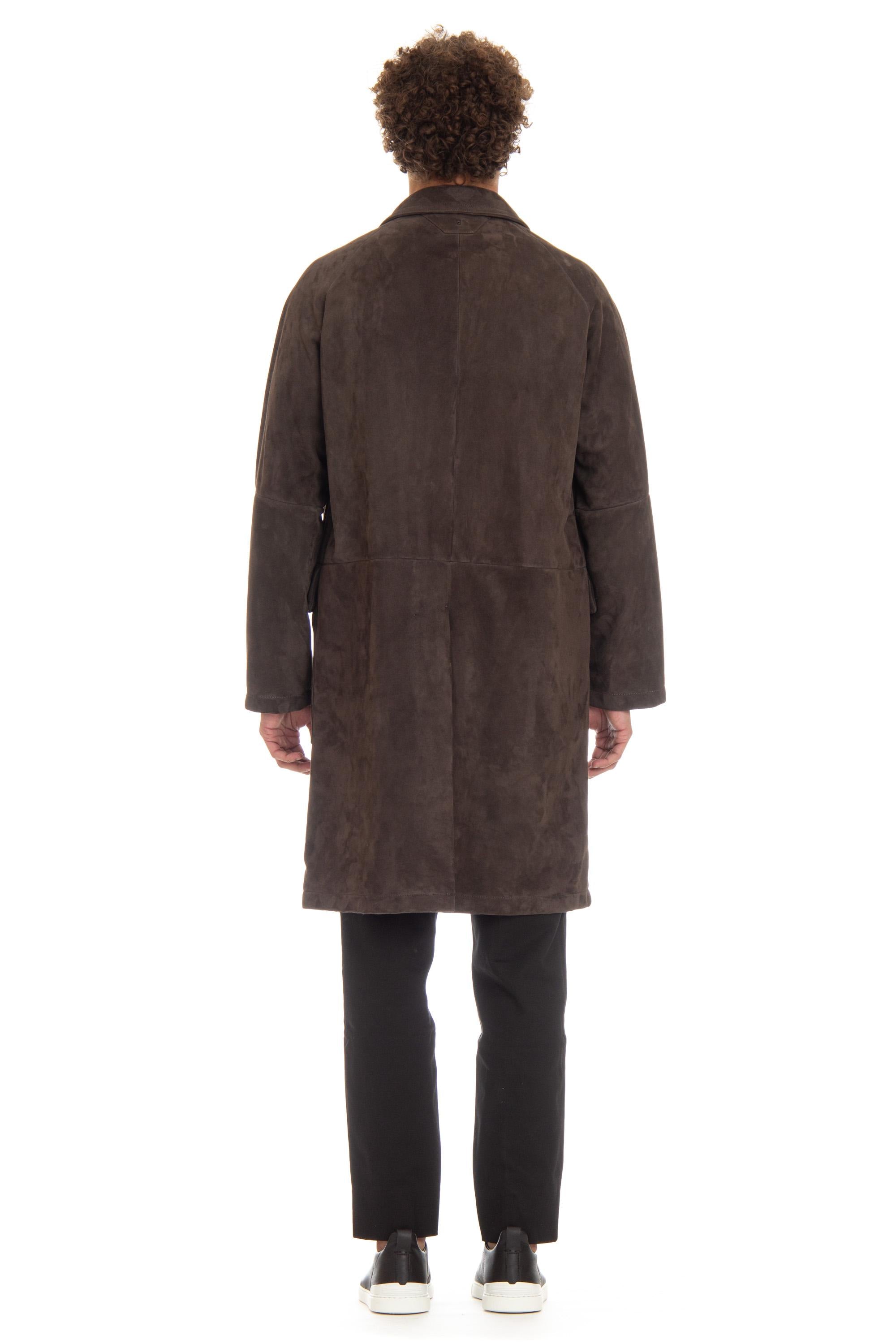Cappotto in pelle scamosciata 47557-U BROWN Salvatore Santoro 