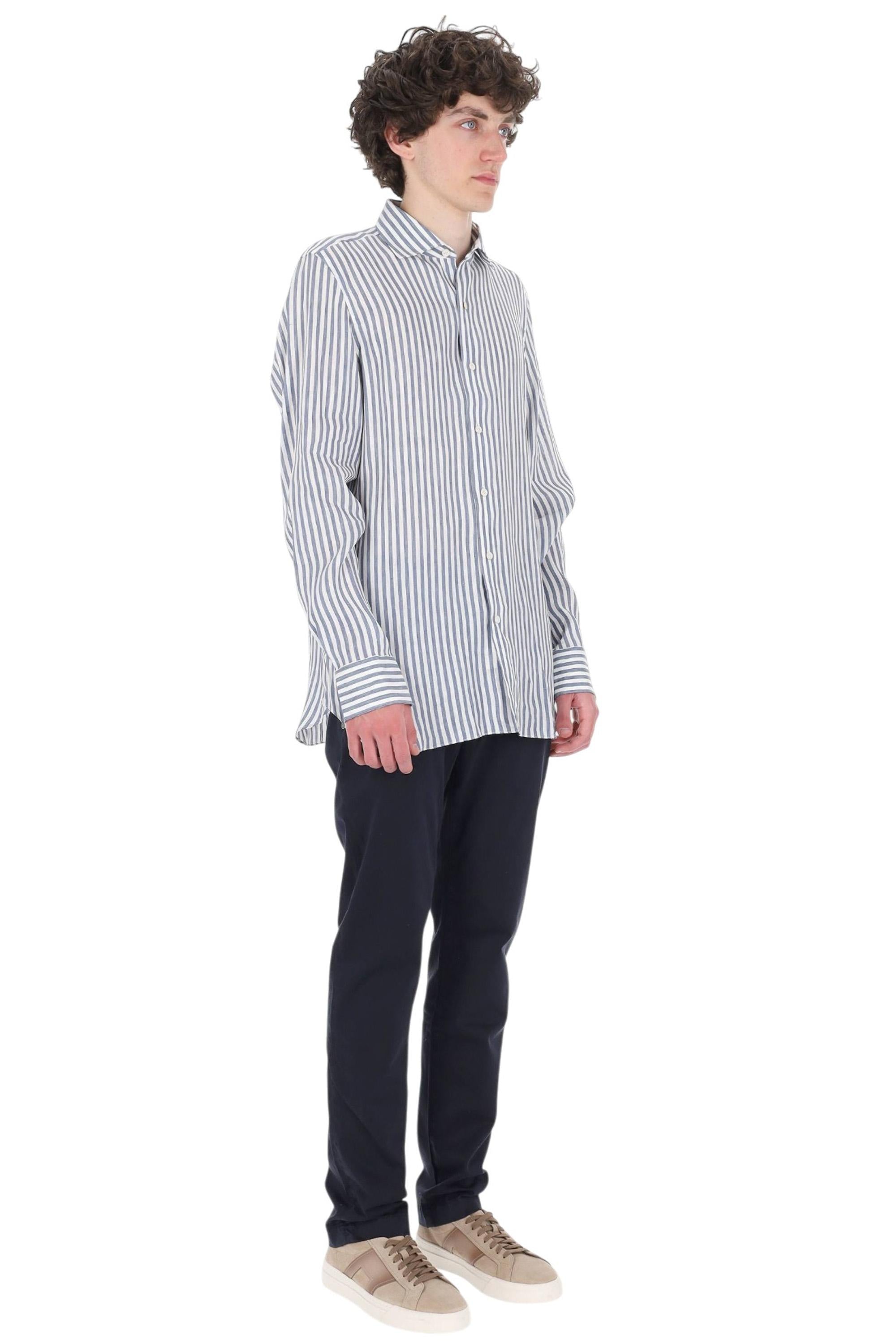 Finamore Camicia rigata in lino-lyocell modello Gaeta GT 013057 P6044 03 