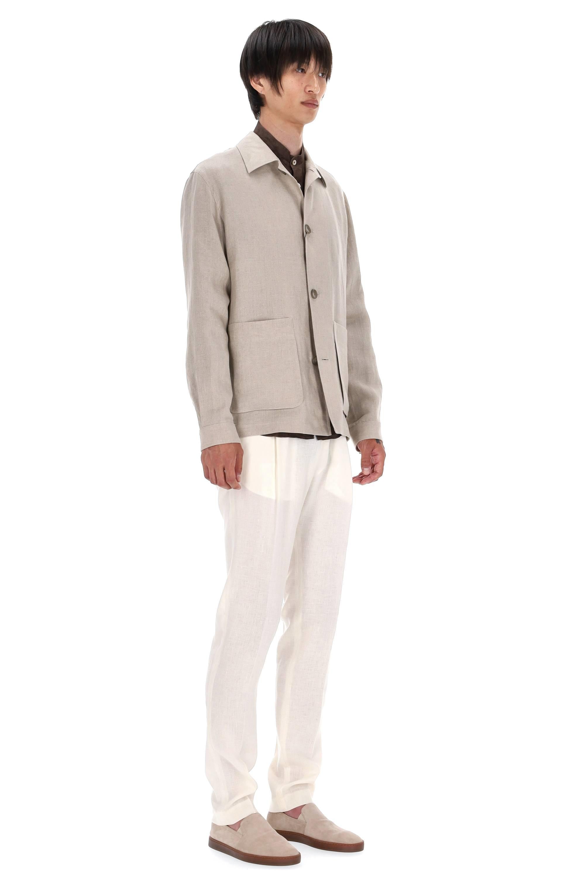 Giubbino in lino con bottoni GI000482U 1986 Herno 