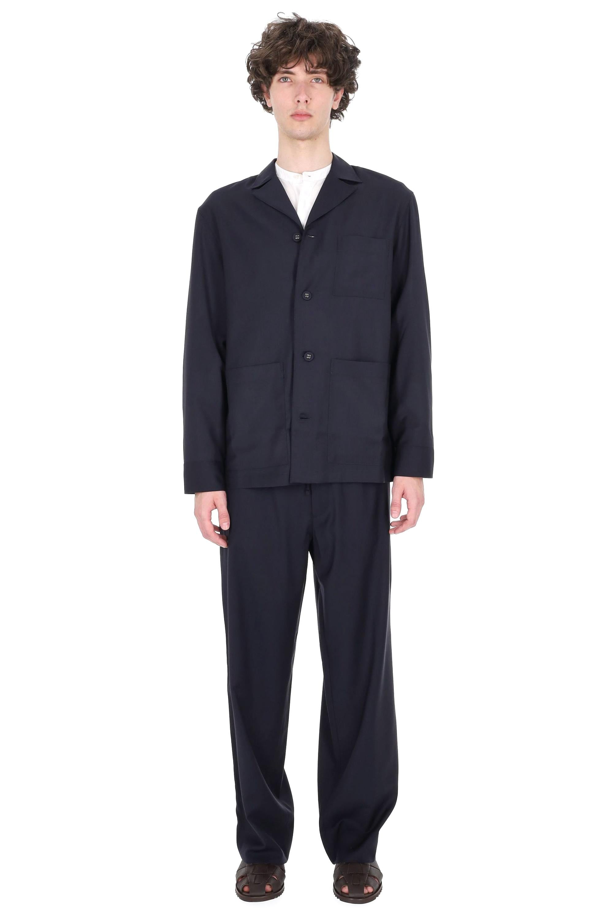 Officine Générale Giacca-camicia in fresco lana super 110's mod. Sheldon MTLG401 DARK NAVY 