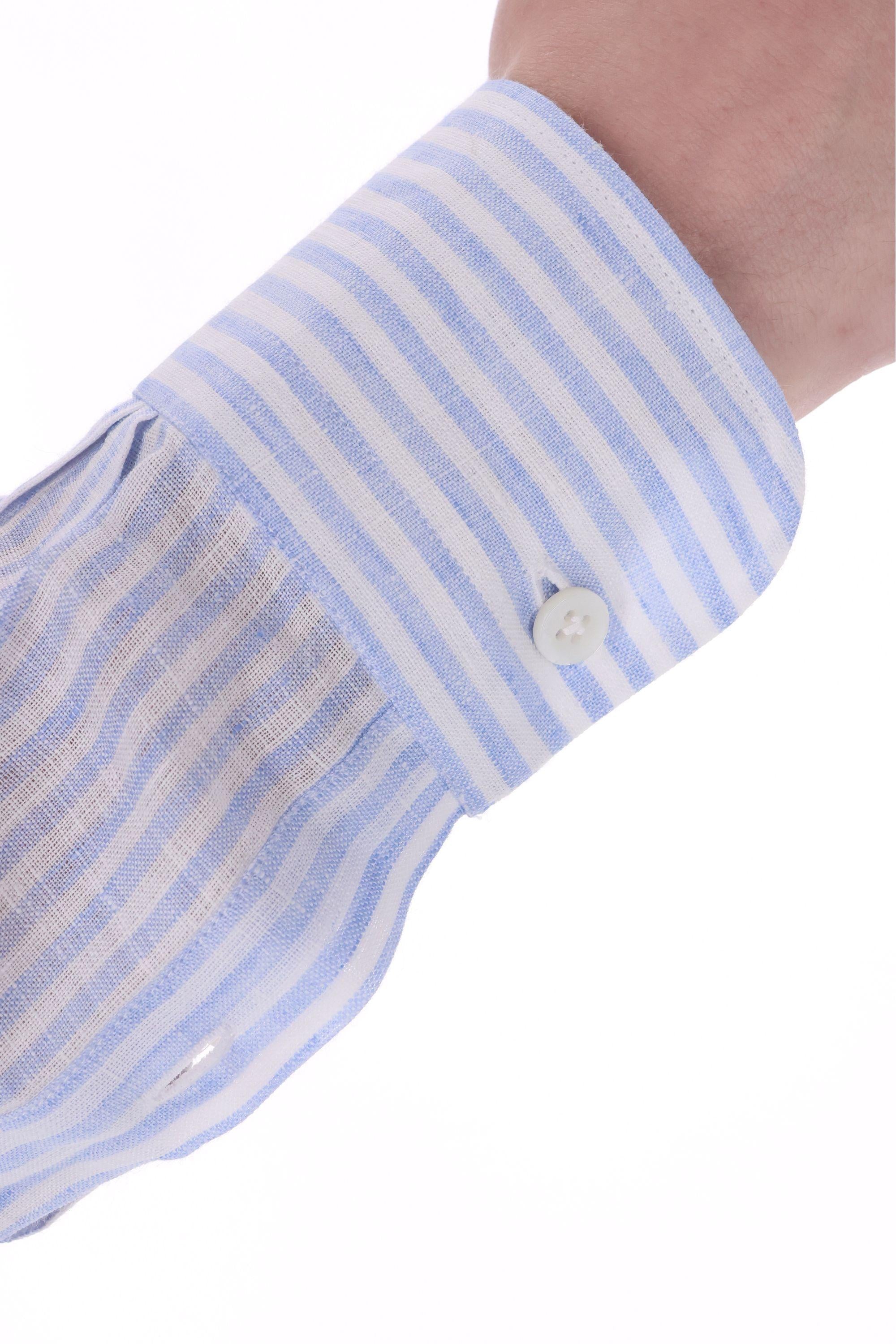 Camicia sartoriale bacchettata in lino linea Culto K1U13P0147005.U 0001 Barba 