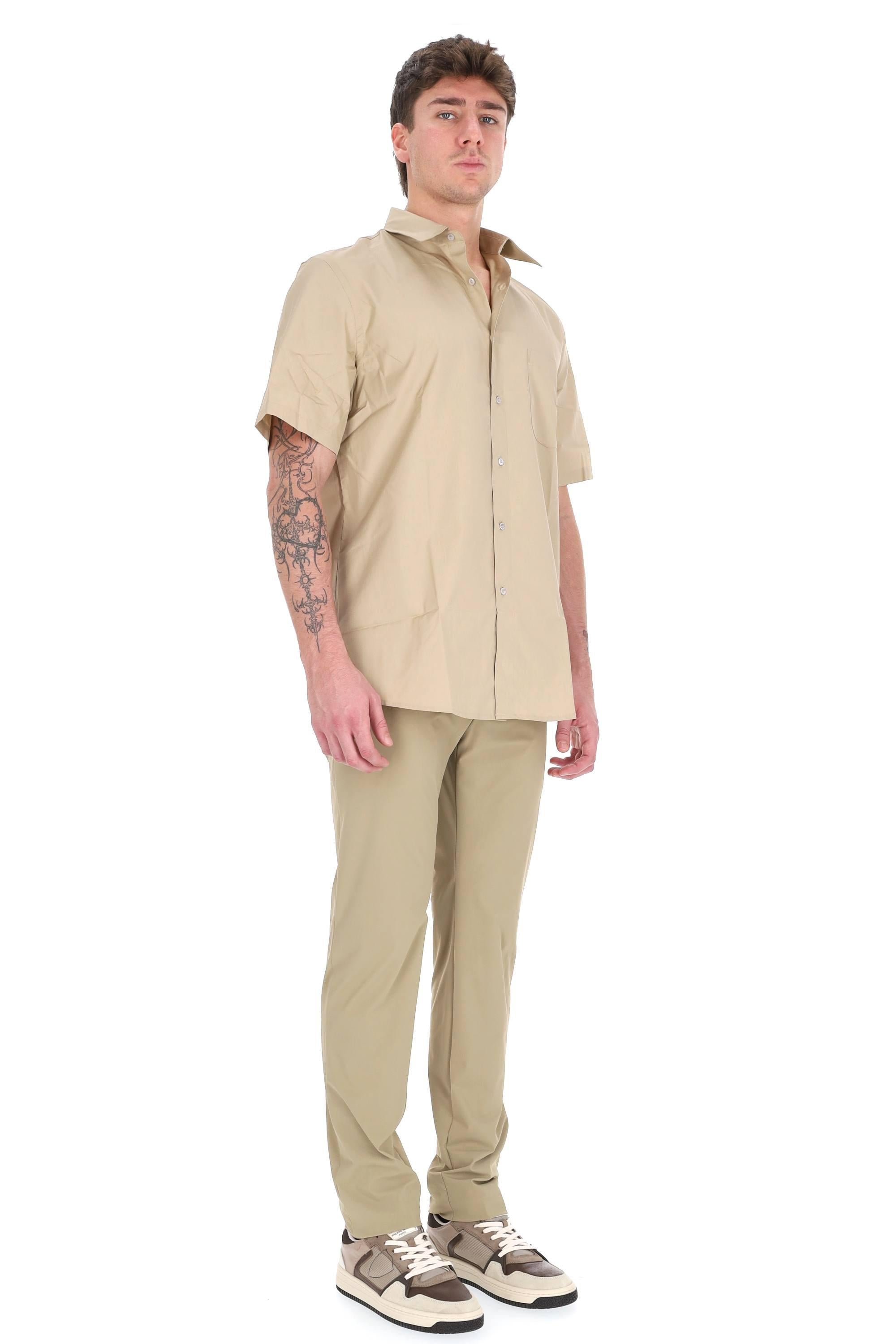 A.P.C. Camicia in popeline di cotone manica corta COHLE-M12005 BAA-BEIGE 
