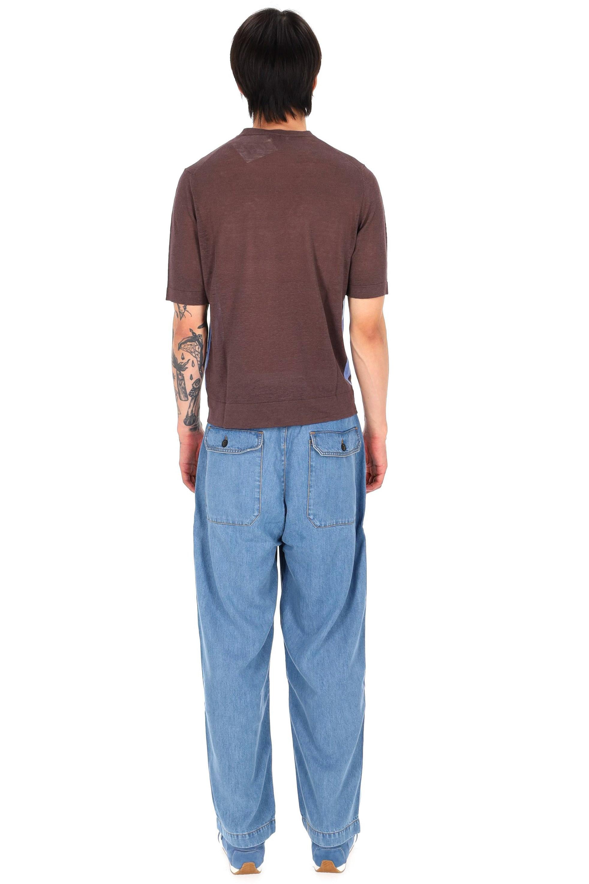 Ballantyne T-shirt girocollo in lino-cotone fantasia diamond argyle B2W025 14L20-2 94524 