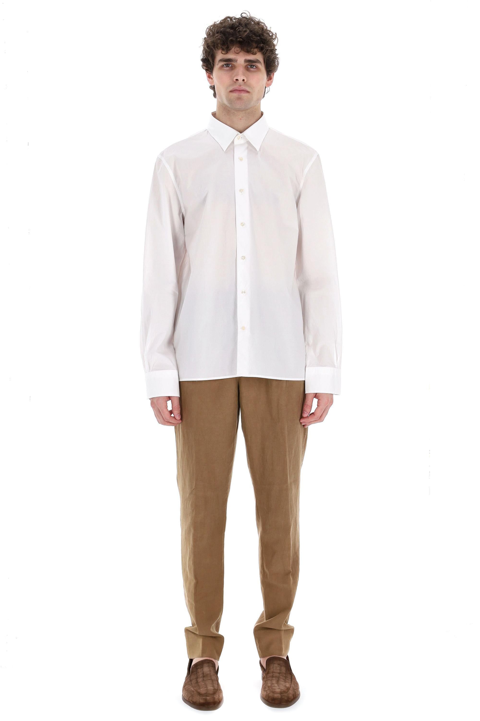 Officine Générale Camicia in popeline di cotone collo italiano MSHI002R WHIE 