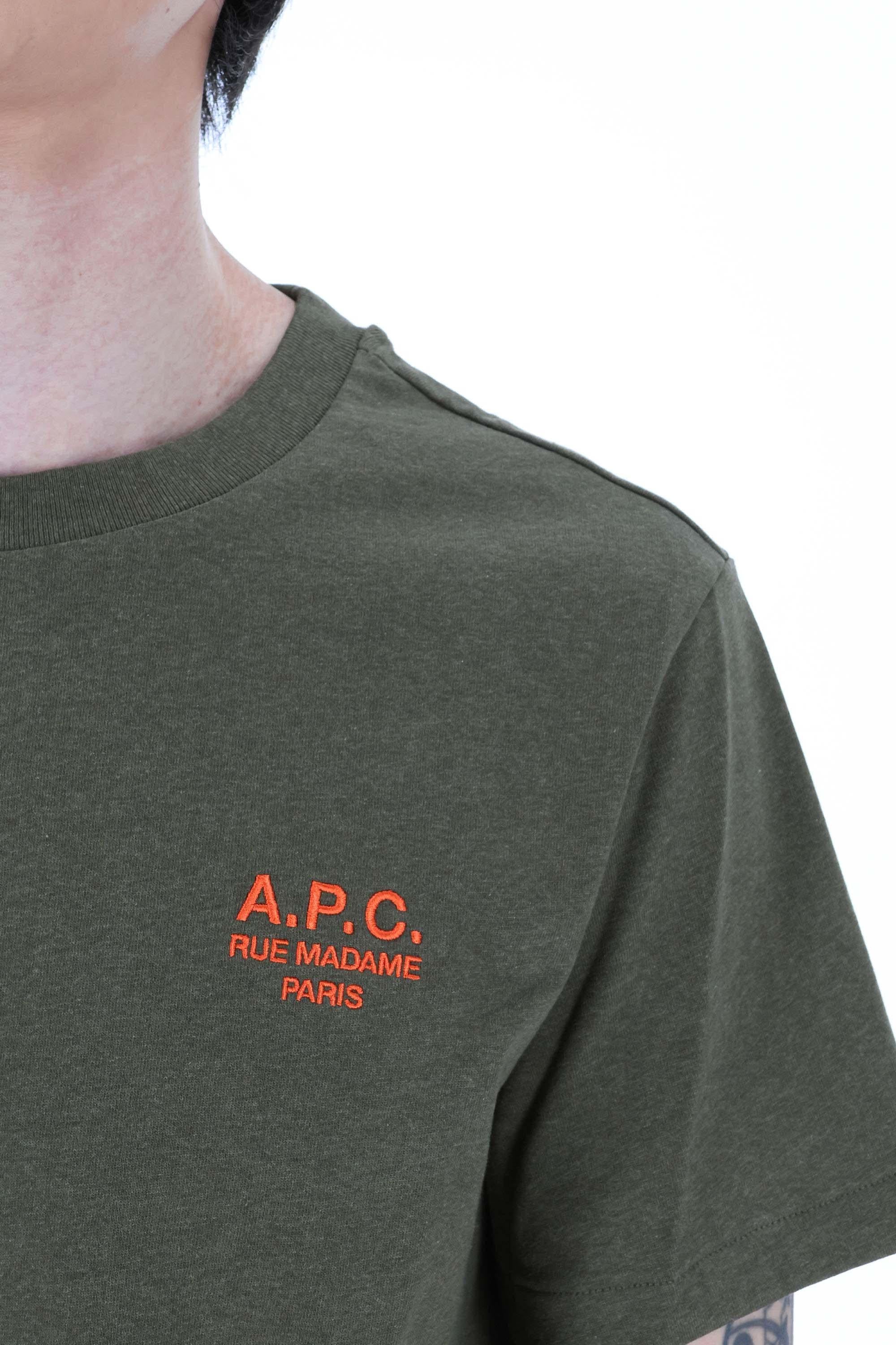 A.P.C. T-shirt in cotone con logo A.P.C COHBU M26388/2 KAKI CHINE/ROUGE 