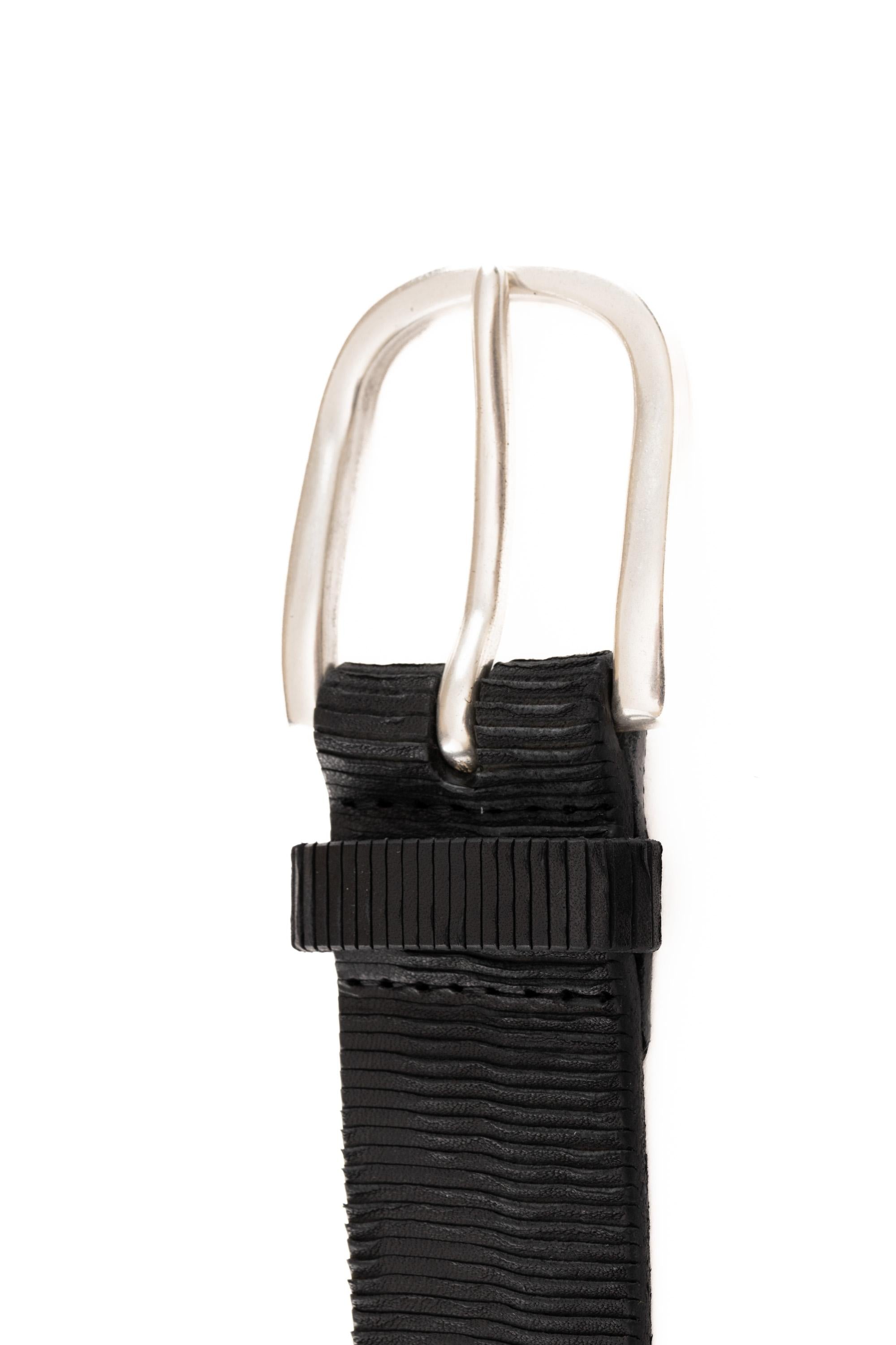 Orciani Cintura in pelle lavorazione lamellare U08173_BLA NERO 