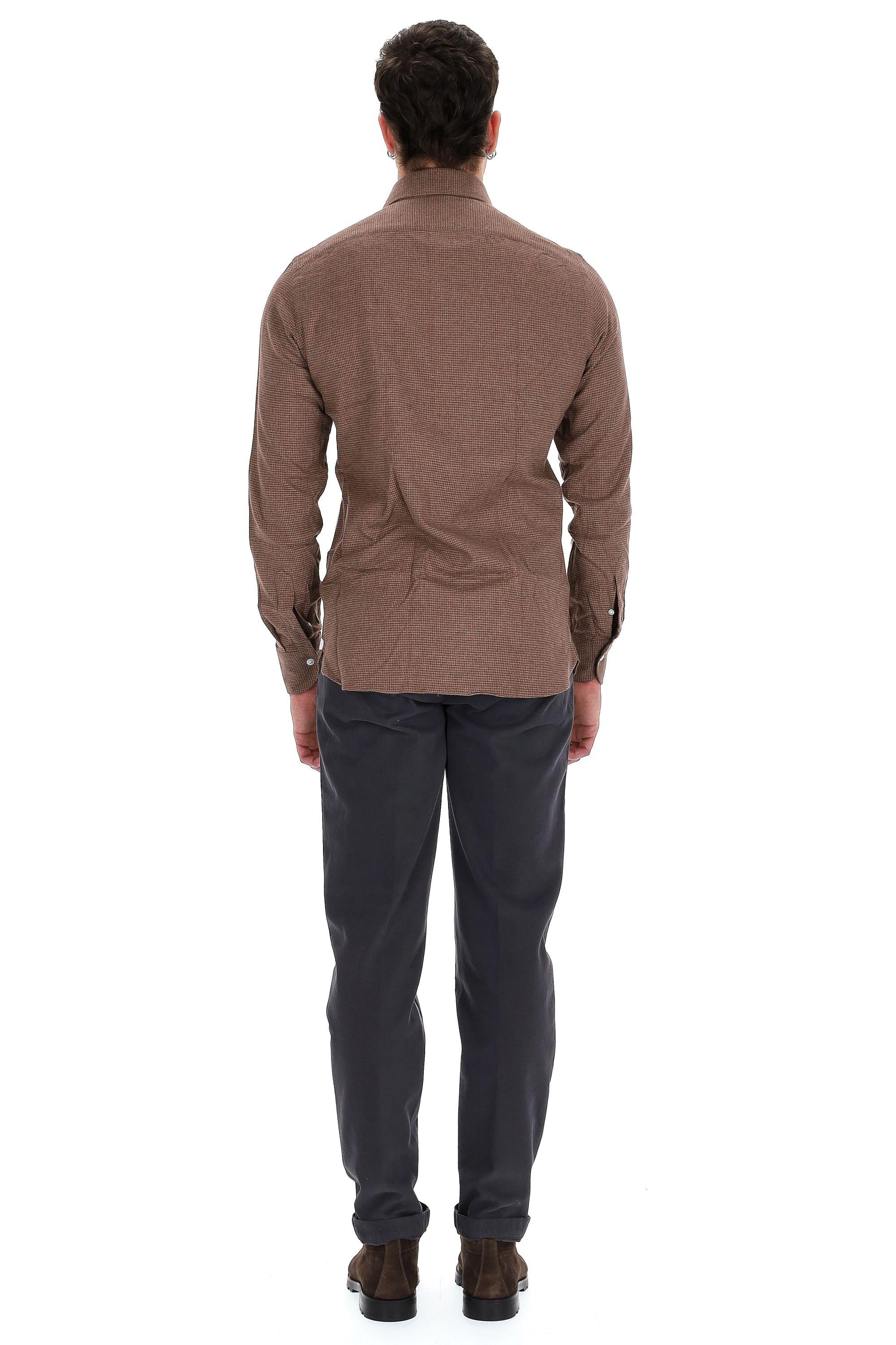 Borriello Camicia sartoriale in flanella pied de poule 19067 4 