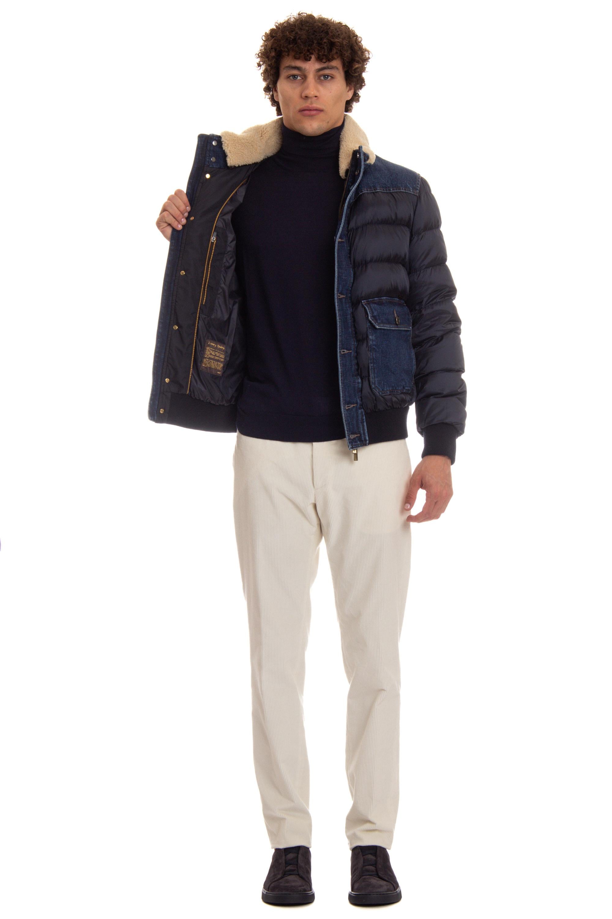 Moorer Piumino con dettagli in denim mod. Fantoni-104S FANTONI 104S BLU 