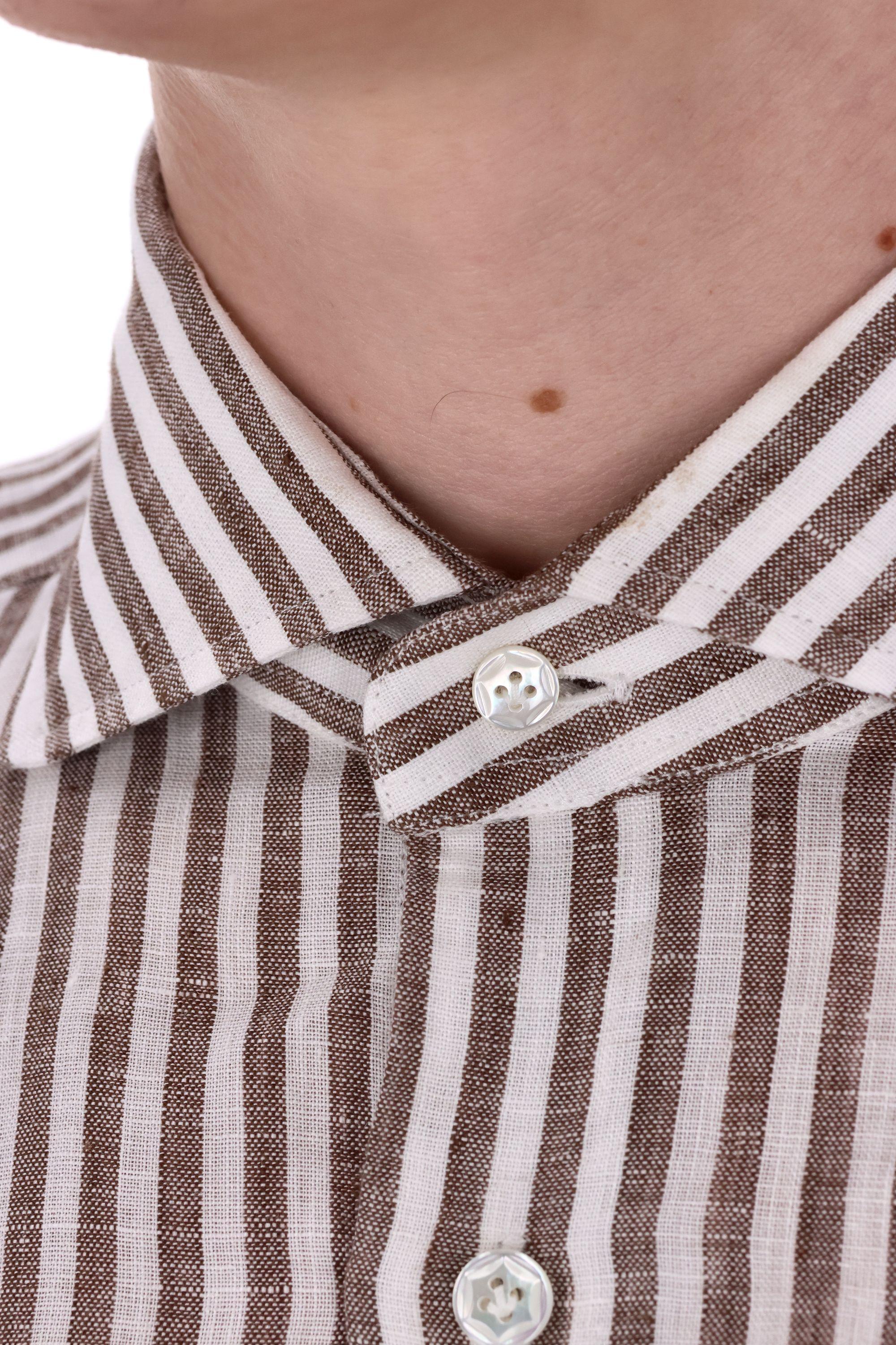 Camicia sartoriale bacchettata in lino linea Dandylife LIU13P0147066.U 0006 Barba 