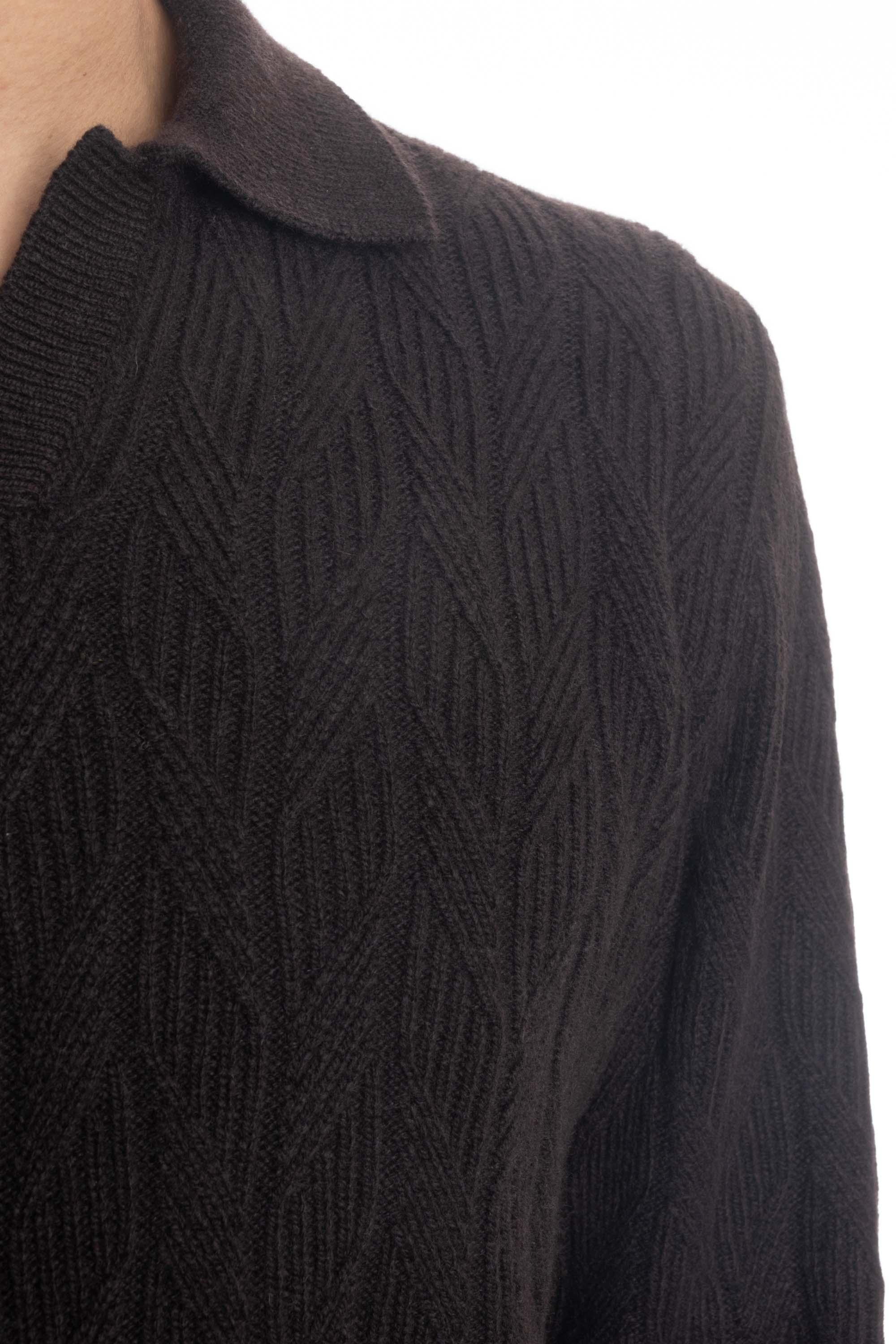 Polo open collar in lana di agnello D7W146SP 585 Drumohr 