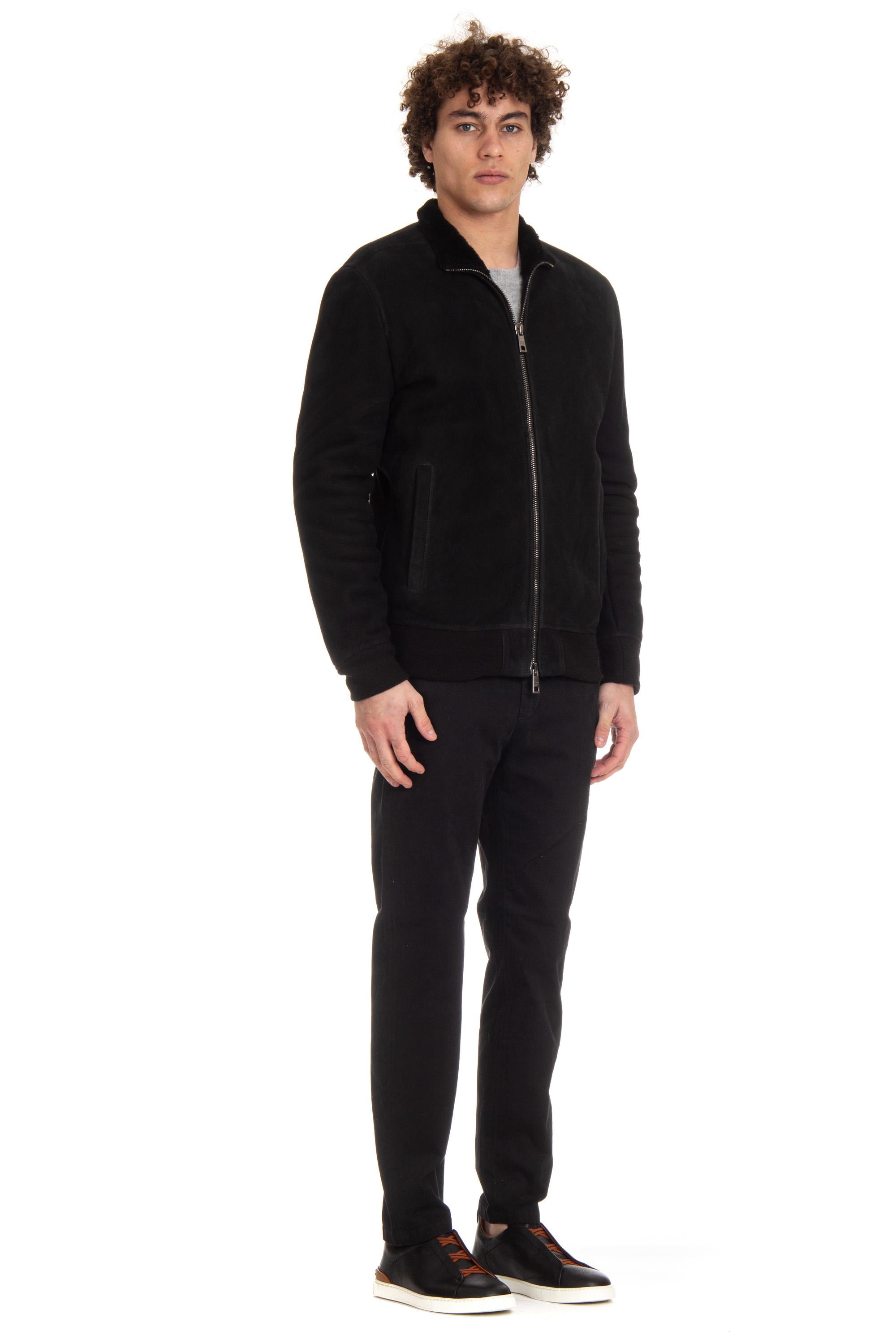 Giorgio Brato Montone zippato con fasce in maglia GU24F10010MEVL/2 NERO 