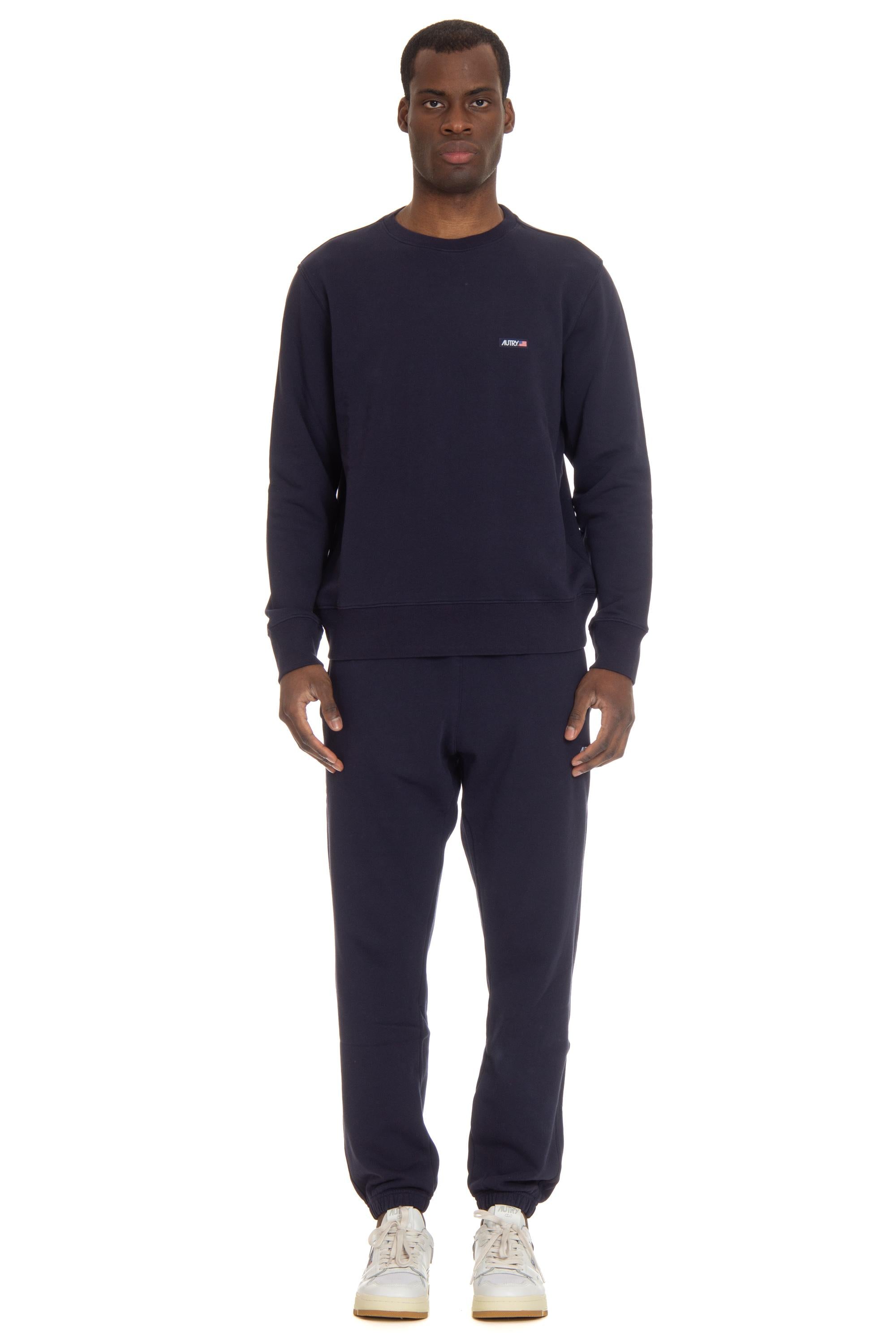 Felpa girocollo in cotone con logo SWPM 507B BLUE Autry 