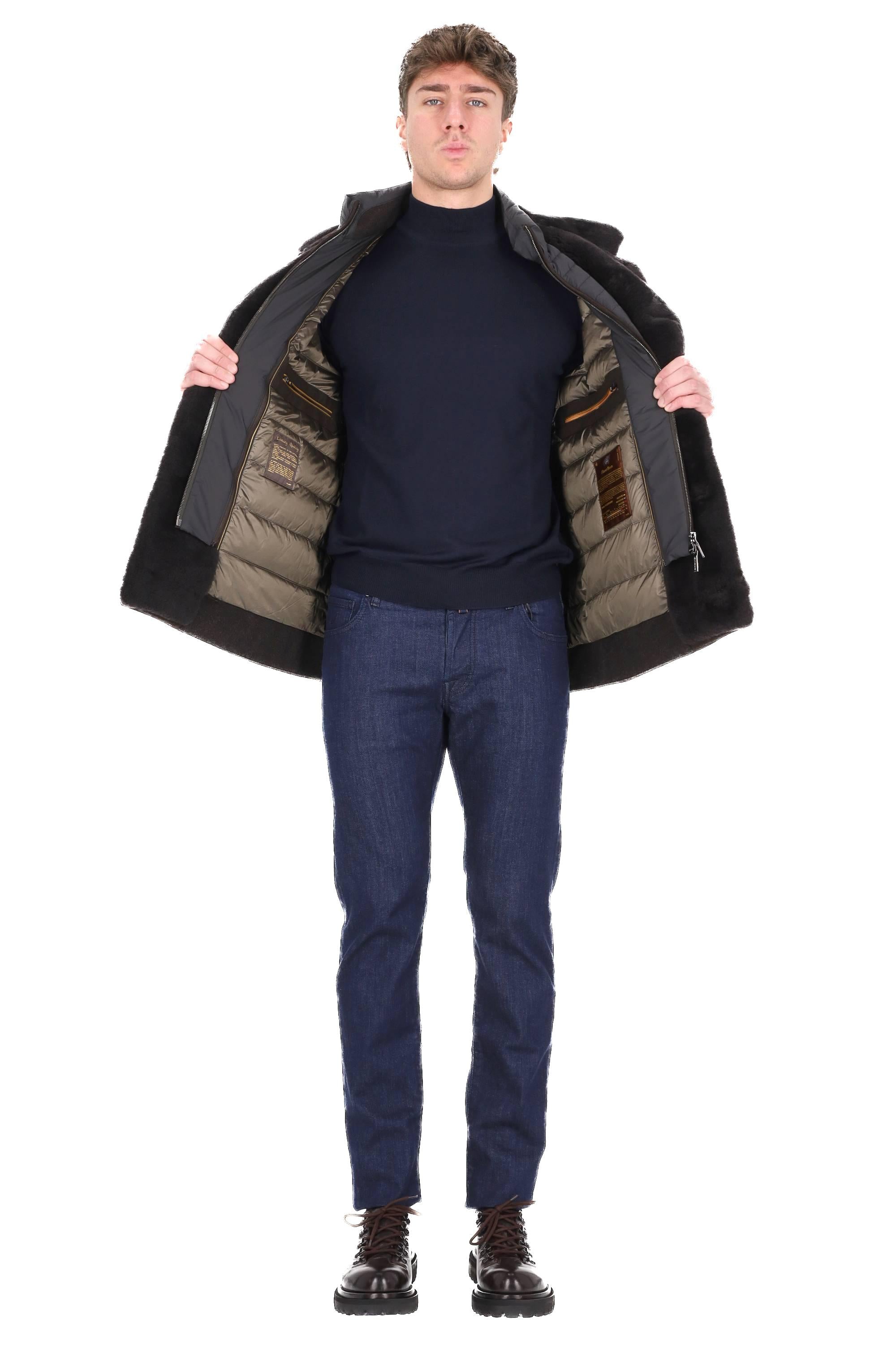 Moorer Giubbotto in lana-cashmere con collo in montone modello Teodor-Le TEODOR-LE U0202 