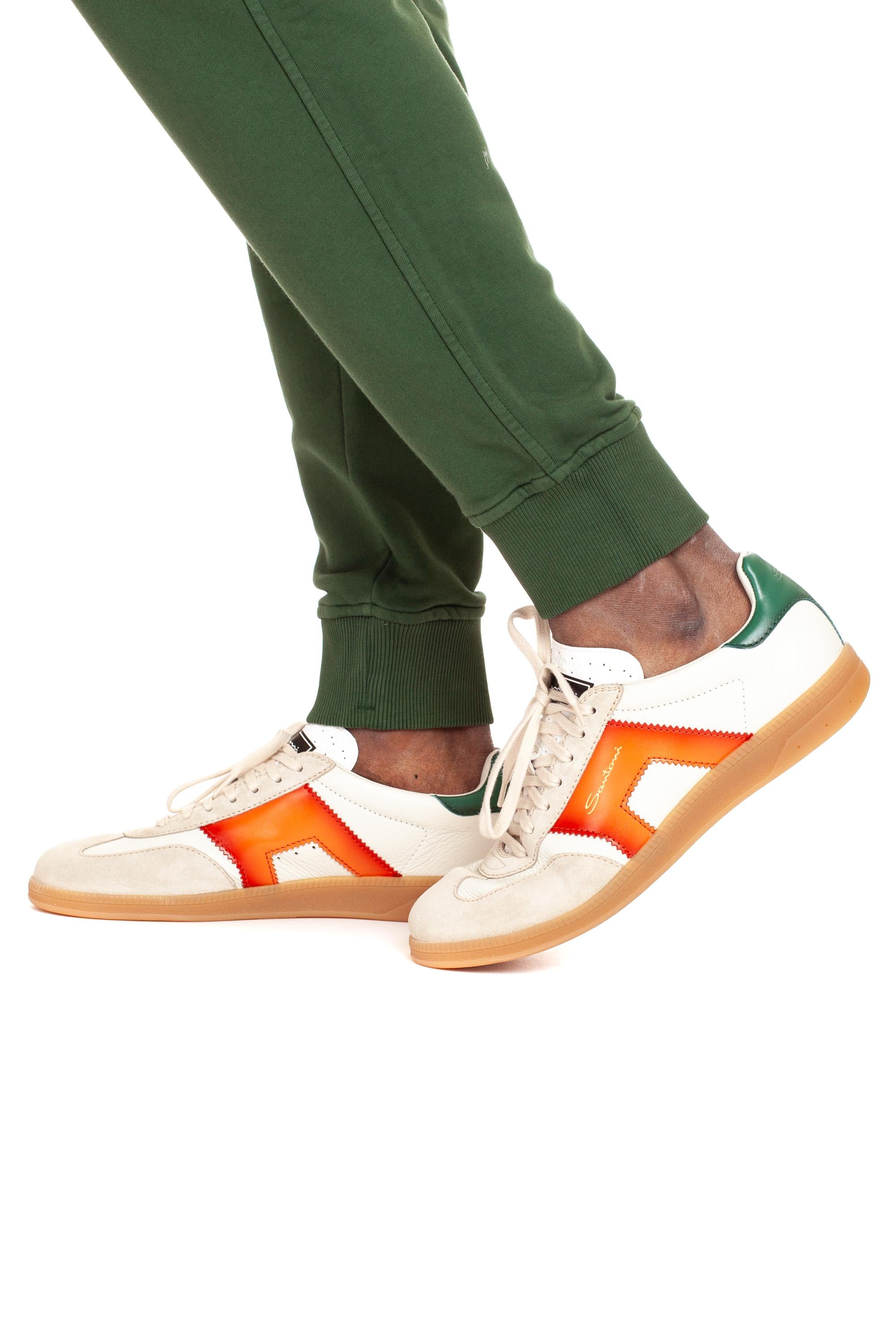 Sneaker in pelle e camoscio mod. Olympic MBPL21965FARCNOC I70 Santoni 