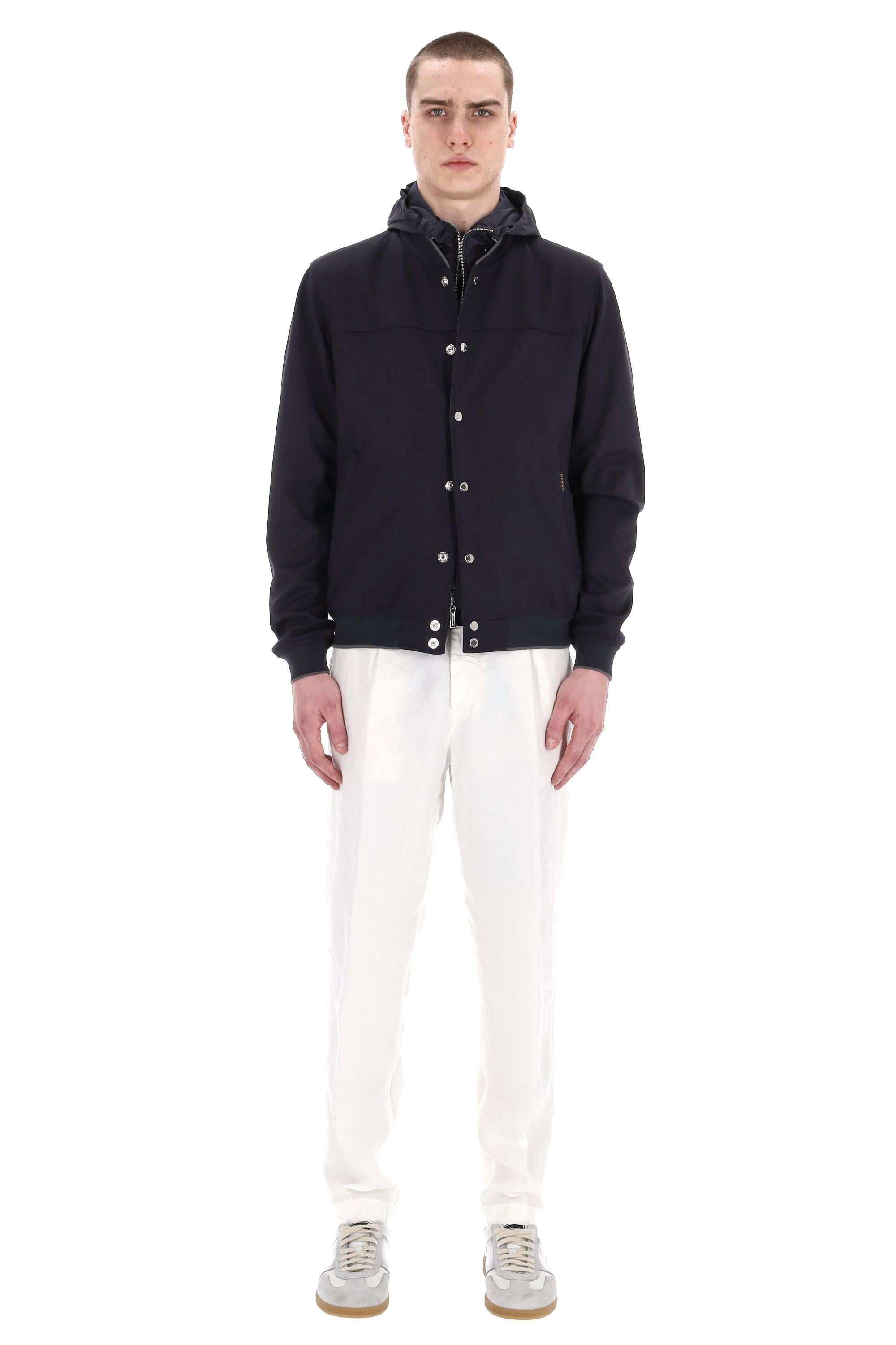 Bomber in jersey di cotone mod. Darren-Jk DARREN-JK DARK BLU Moorer 