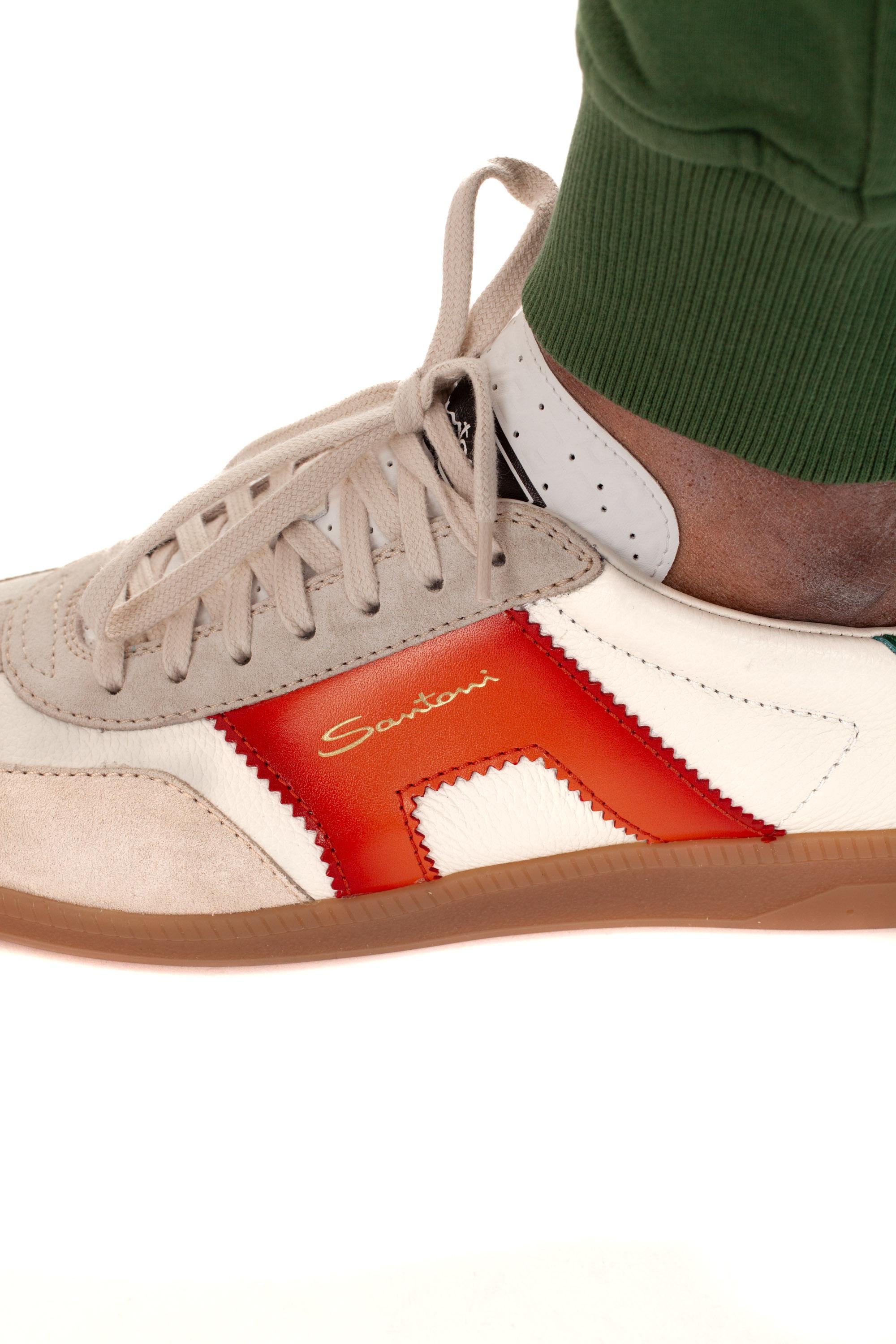 Sneaker in pelle e camoscio mod. Olympic MBPL21965FARCNOC I70 Santoni 