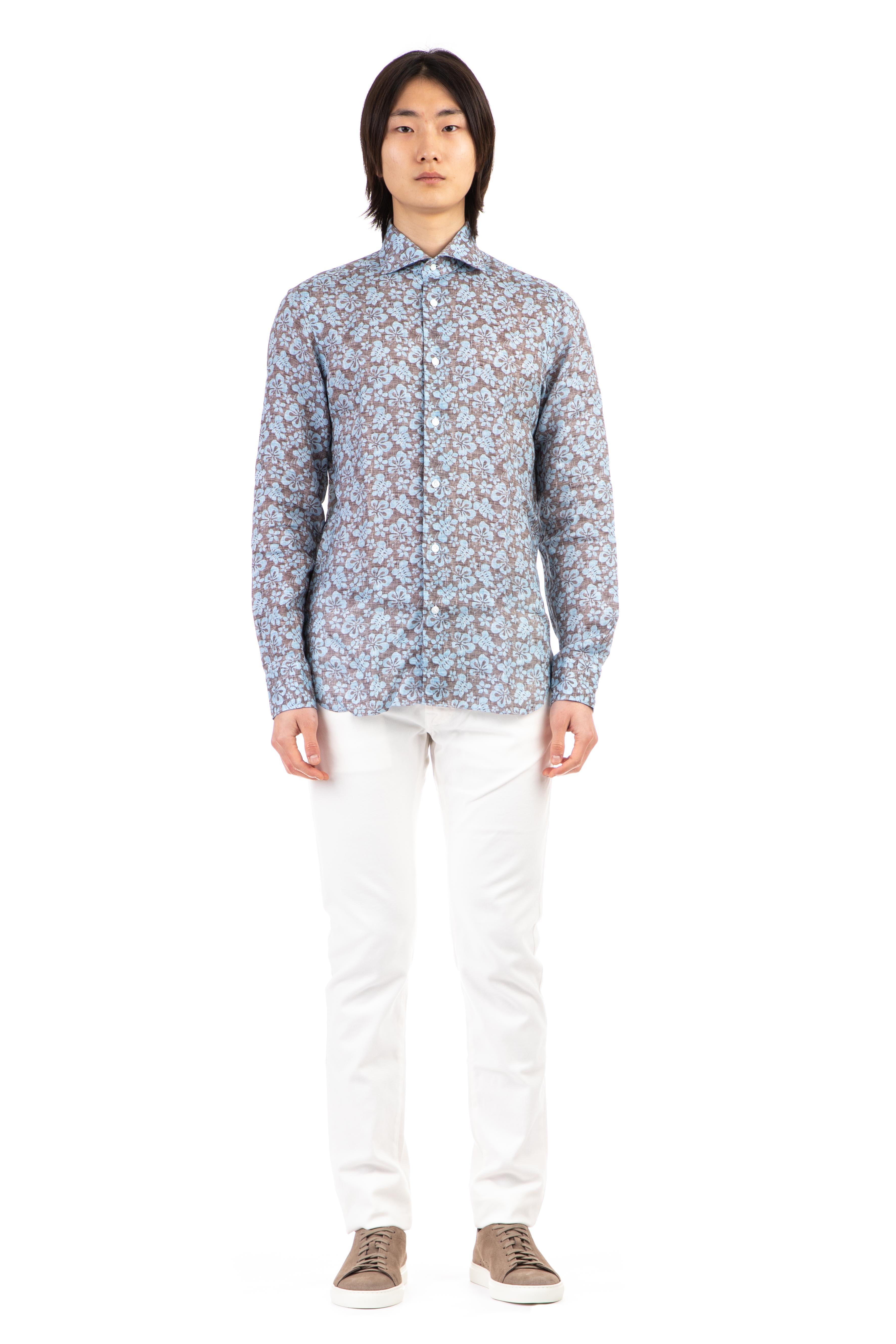 Camicia floreale in lino dandylife LIU13P0134171.U 05 Barba 