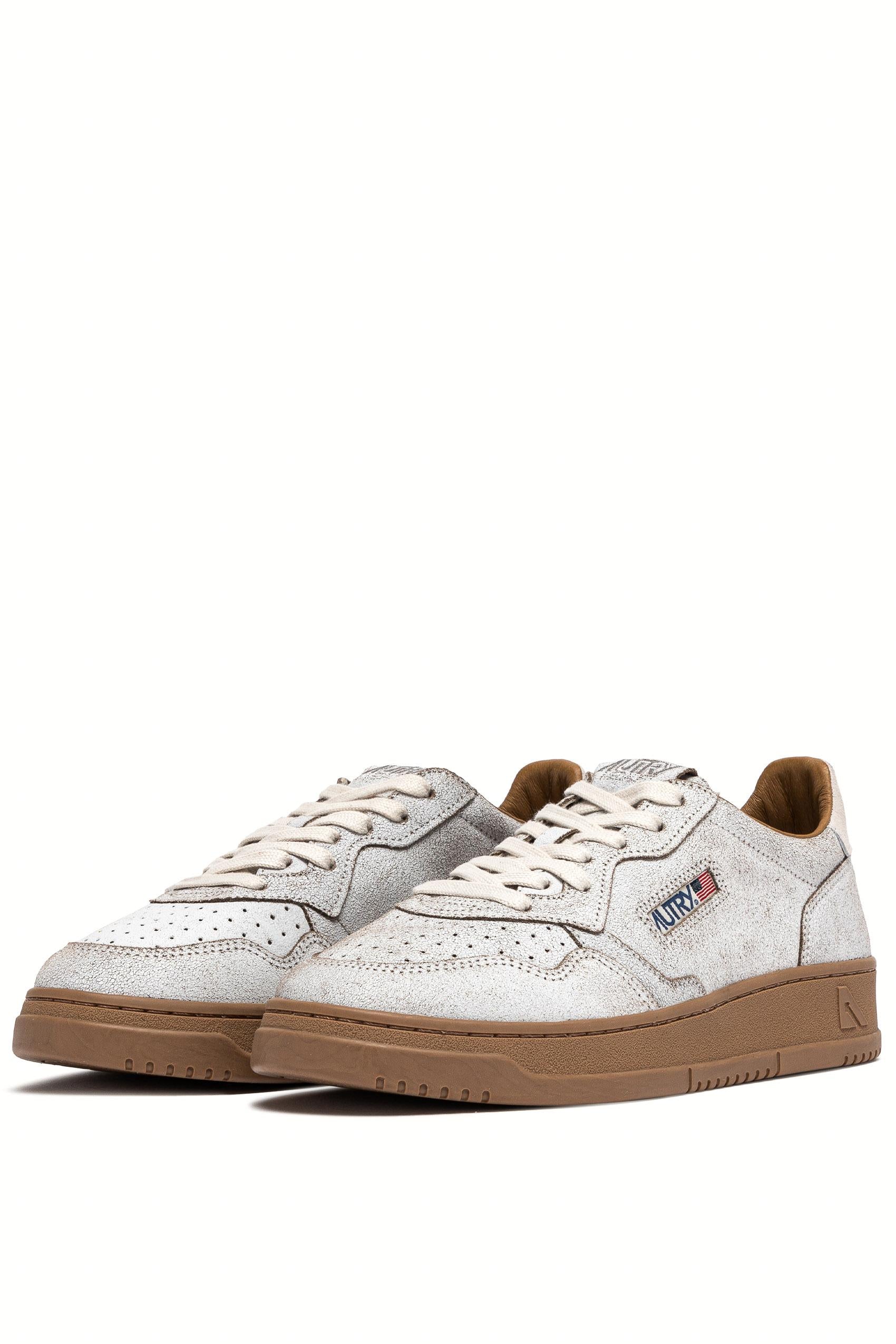 Autry Sneaker in pelle craclè modello Medalist AULM RA02 WHT/TOBACCO 