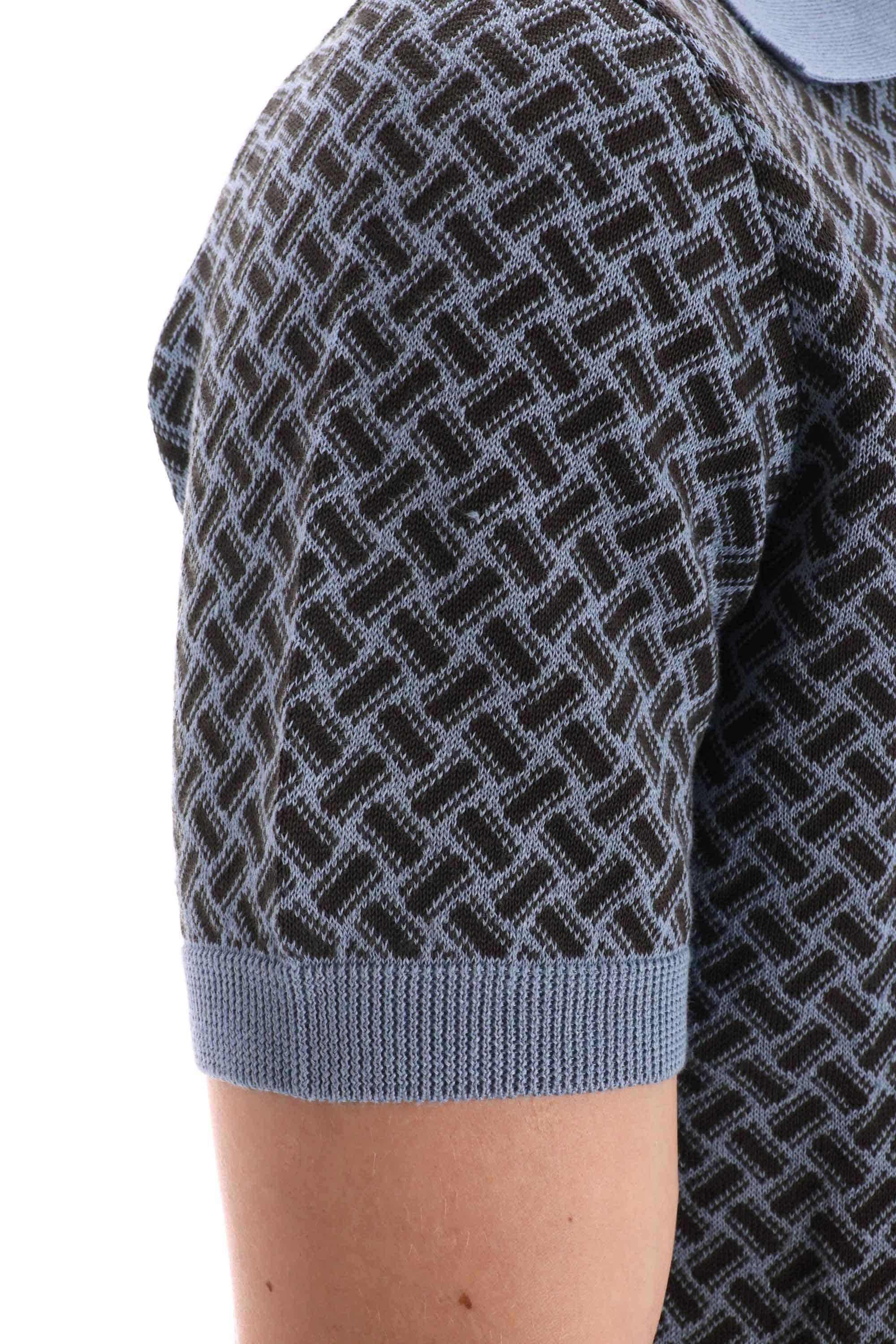 Polo open collar biscottino in cotone-lino D9LZ146N-5 B47 Drumohr 